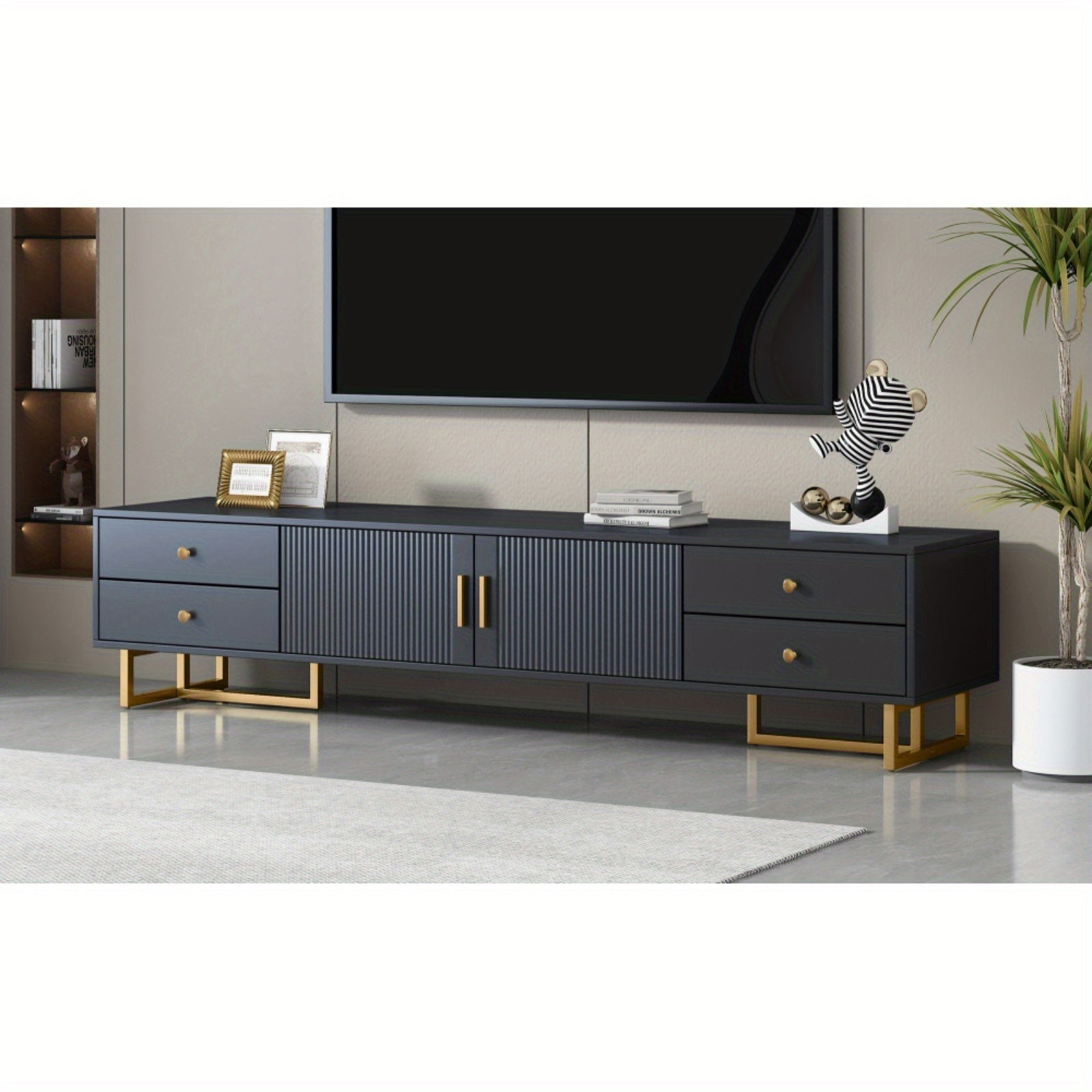 TV Stand for 65+ Inch TV, Entertainment Center TV Media Console Table, Modern TV Stand with Storage, TV Console Cabinet Furniture for Living Room