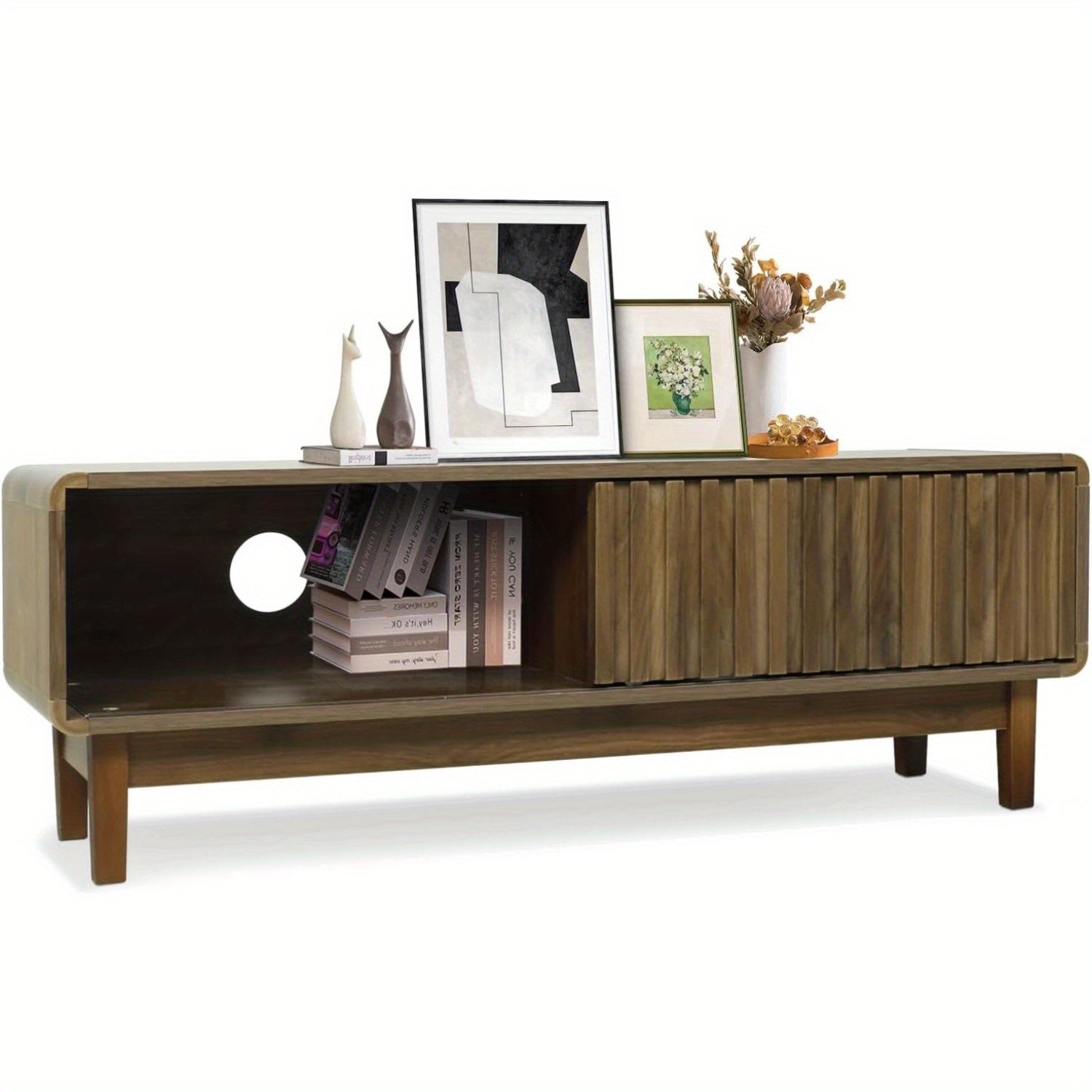 Mid Century Modern TV Stand for 50 inch TV, Small Media TV Console for Living Room