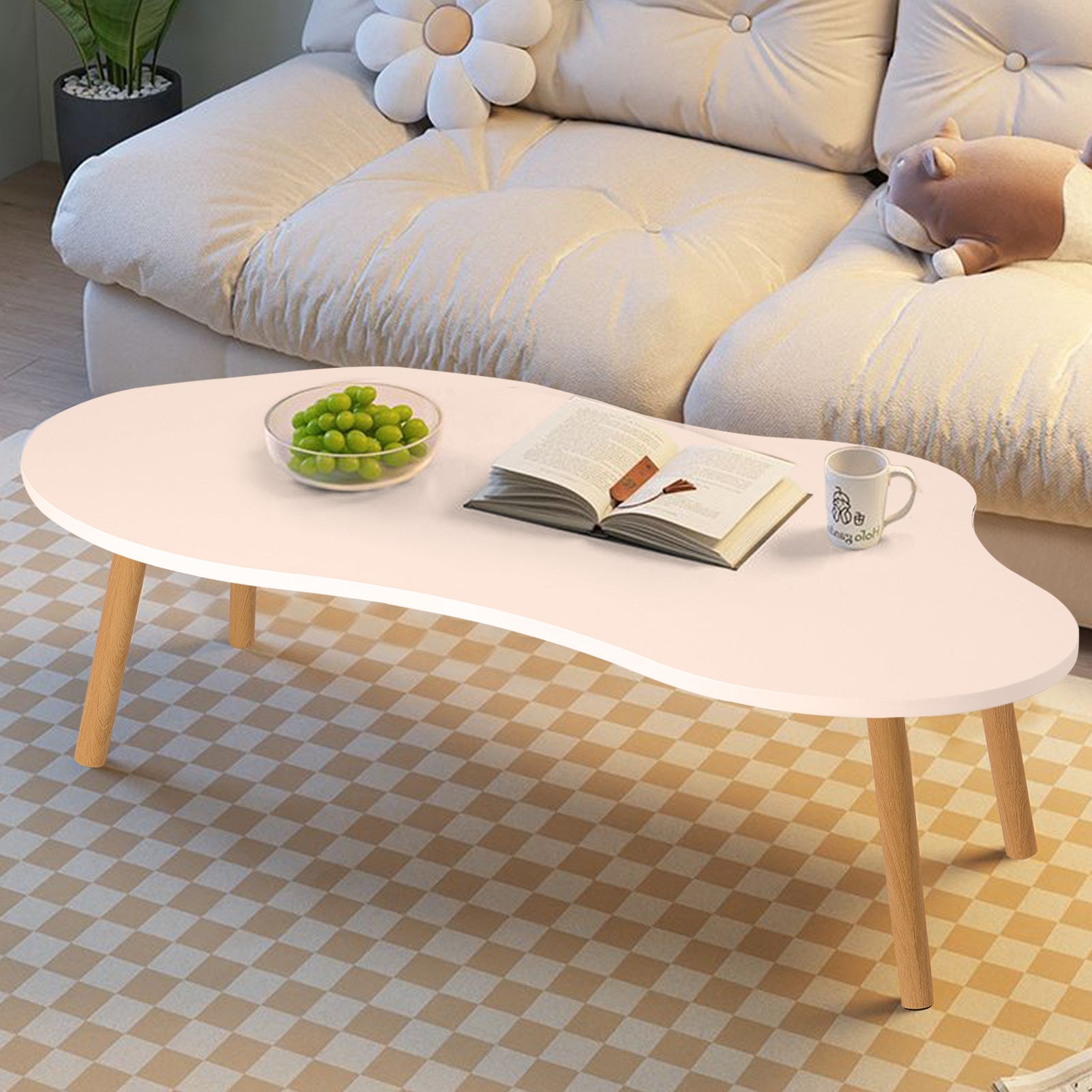 Japanese Style Coffee Table, New Chinese Style Tea Table For Small Living Room, Nordic Tea Table Simple Modern Small Coffee Table, Living Room Small Coffee Table, Simple Cloud Shaped Coffee Table