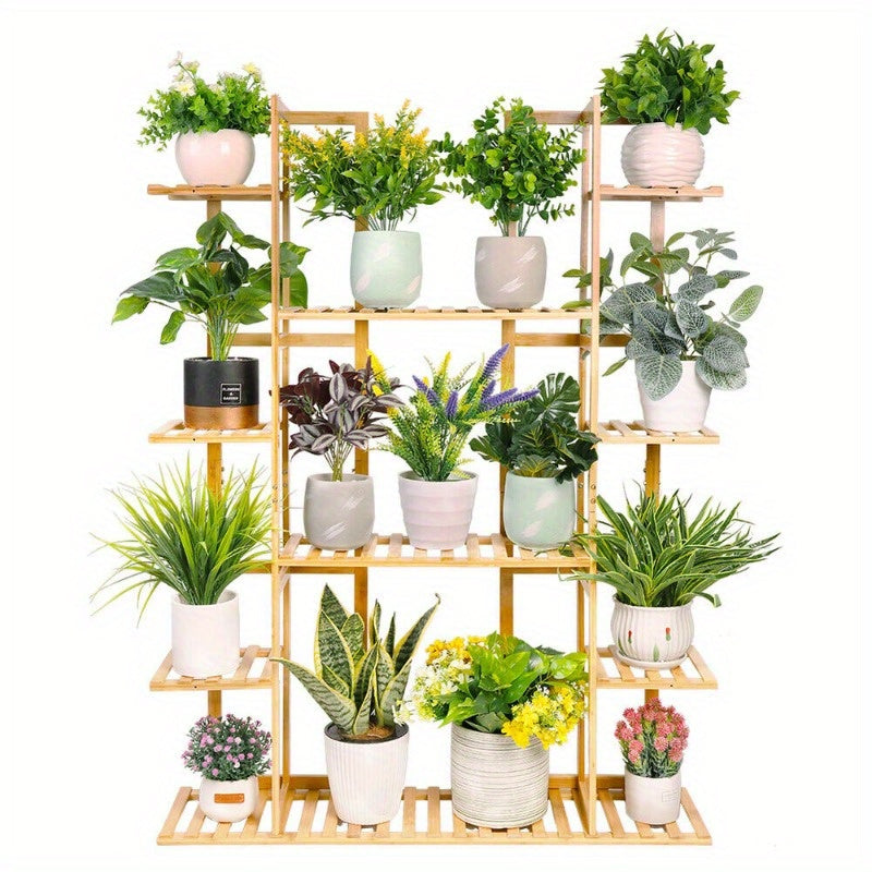 Large Flower Stand Plant Rack Shelf Bamboo Planter Storage Display Shelving Unit