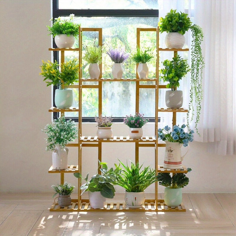 Large Flower Stand Plant Rack Shelf Bamboo Planter Storage Display Shelving Unit