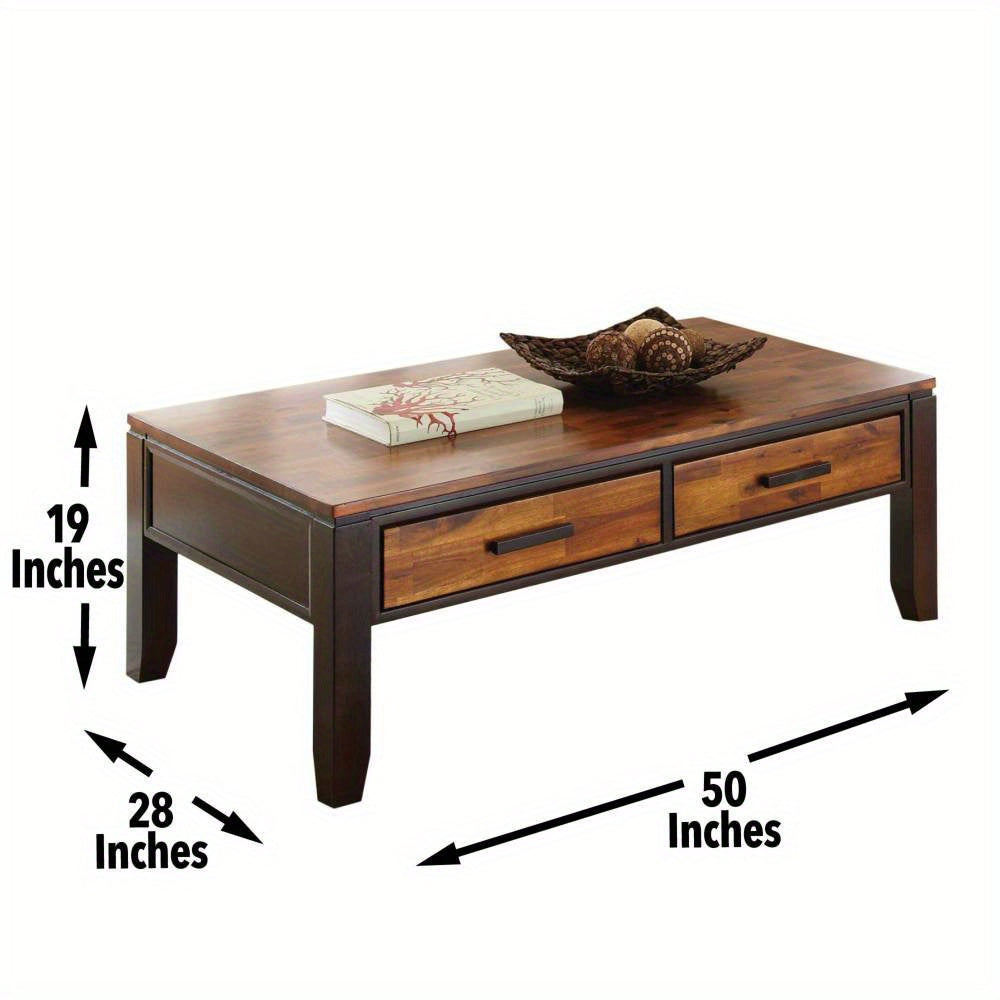 Modern Wooden Coffee Table with Solid Hardwood Top Contemporary Design No Electricity Required - Variant1 - Coffee