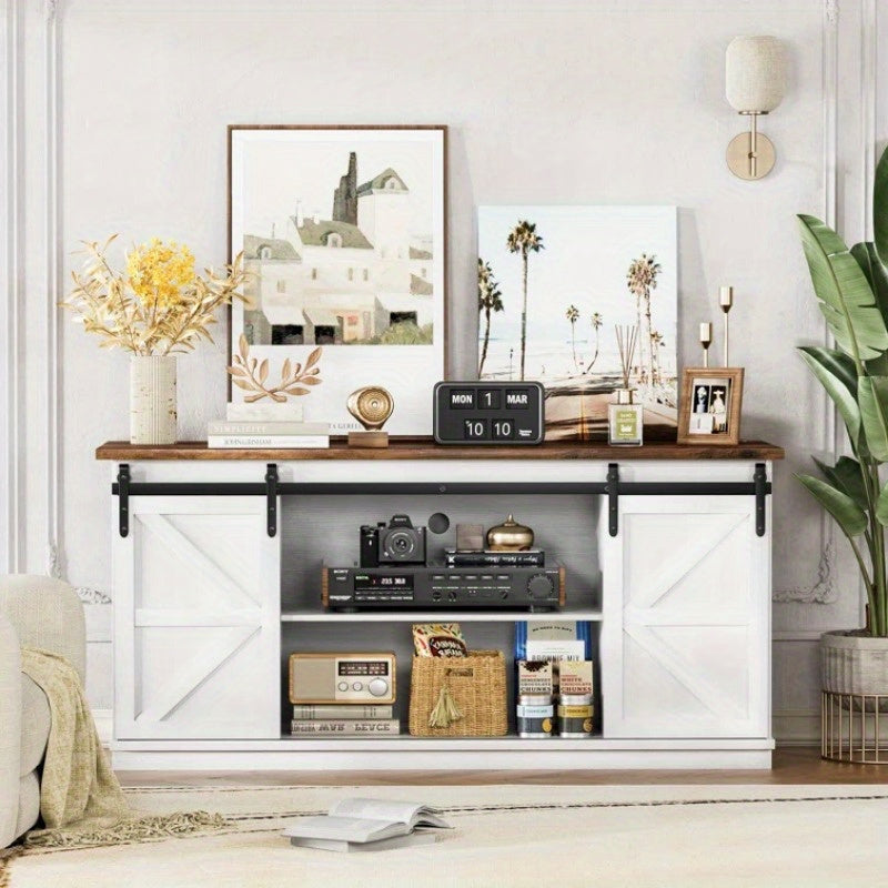 TV Stand Farmhouse Entertainment Center for 65 Inch TV Media Console Cabinet Barn Doors TV Stand with Storage