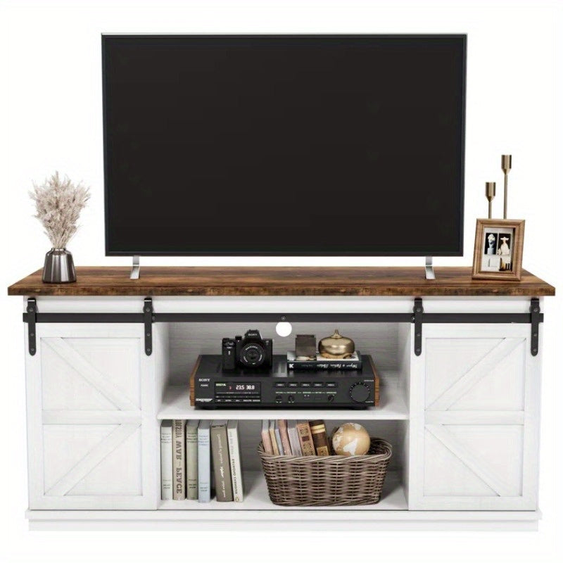 TV Stand Farmhouse Entertainment Center for 65 Inch TV Media Console Cabinet Barn Doors TV Stand with Storage