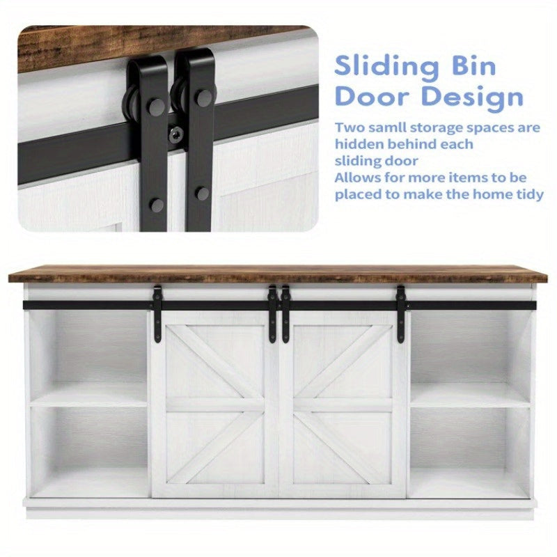 TV Stand Farmhouse Entertainment Center for 65 Inch TV Media Console Cabinet Barn Doors TV Stand with Storage