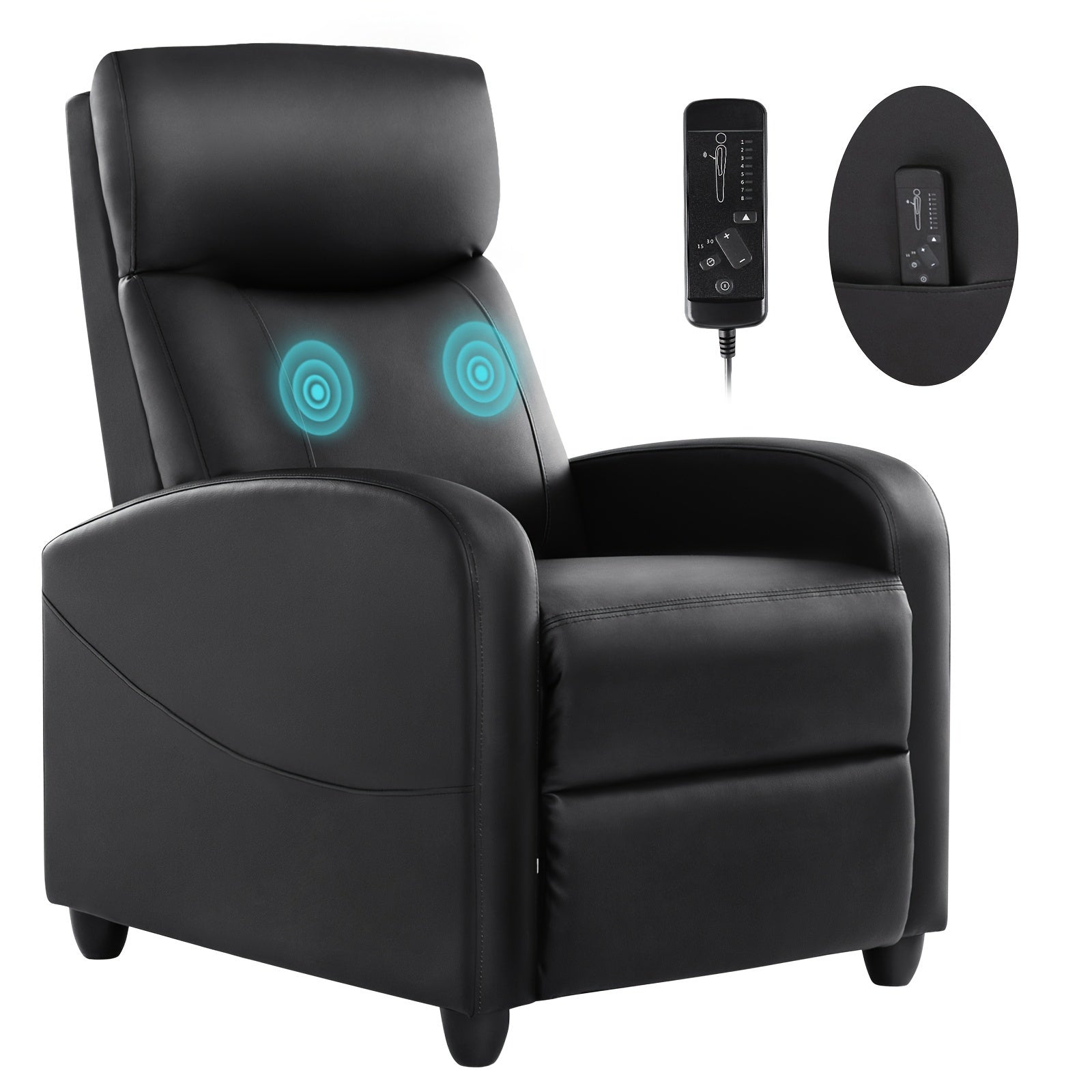 1pc Massage Chair, Living Room Chair For Adults, Bedroom Chair, Single Sofa Recliner With Lumbar Support, Massage, Relaxation, Adjustable Backrest And Footrest