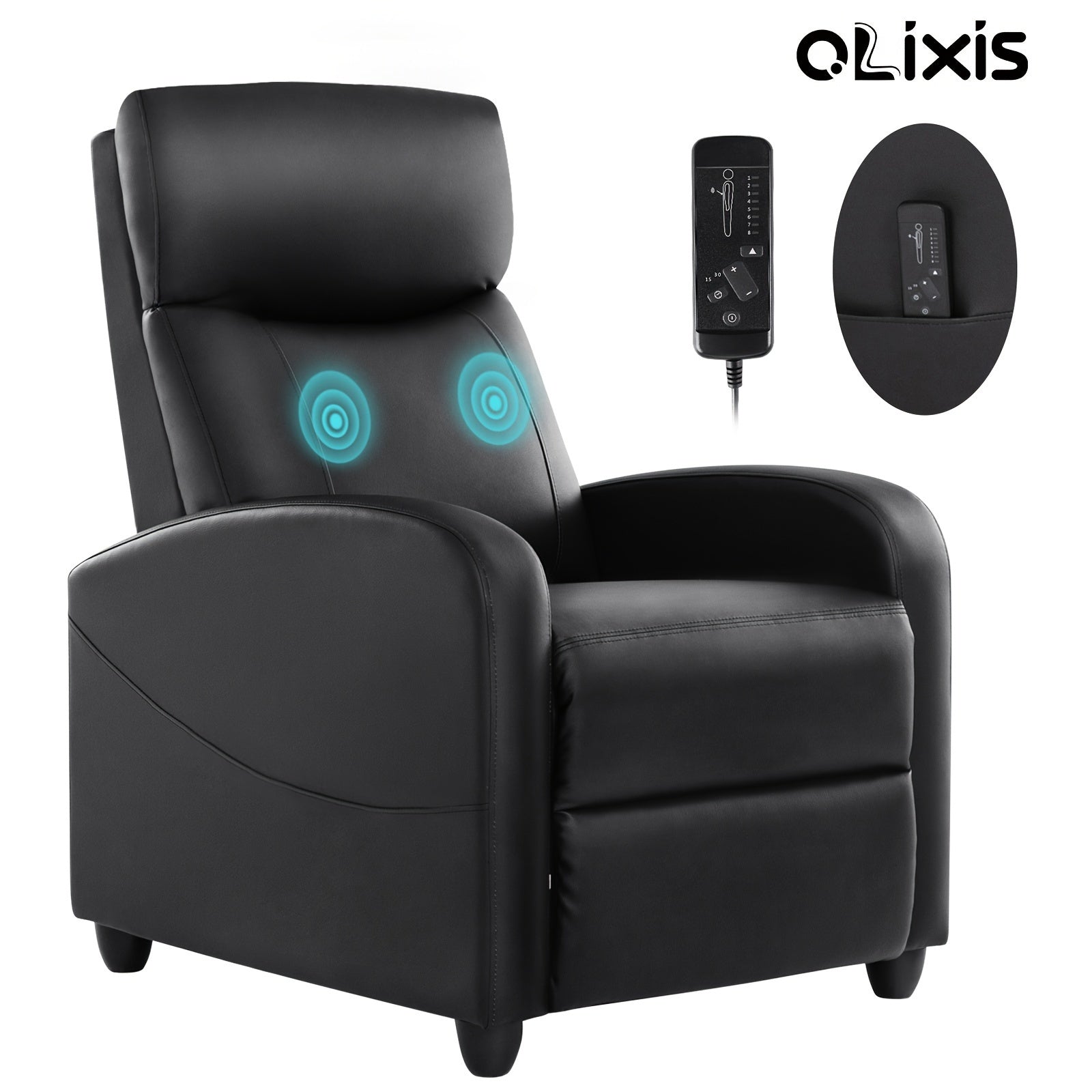 1pc Massage Chair, Living Room Chair For Adults, Bedroom Chair, Single Sofa Recliner With Lumbar Support, Massage, Relaxation, Adjustable Backrest And Footrest