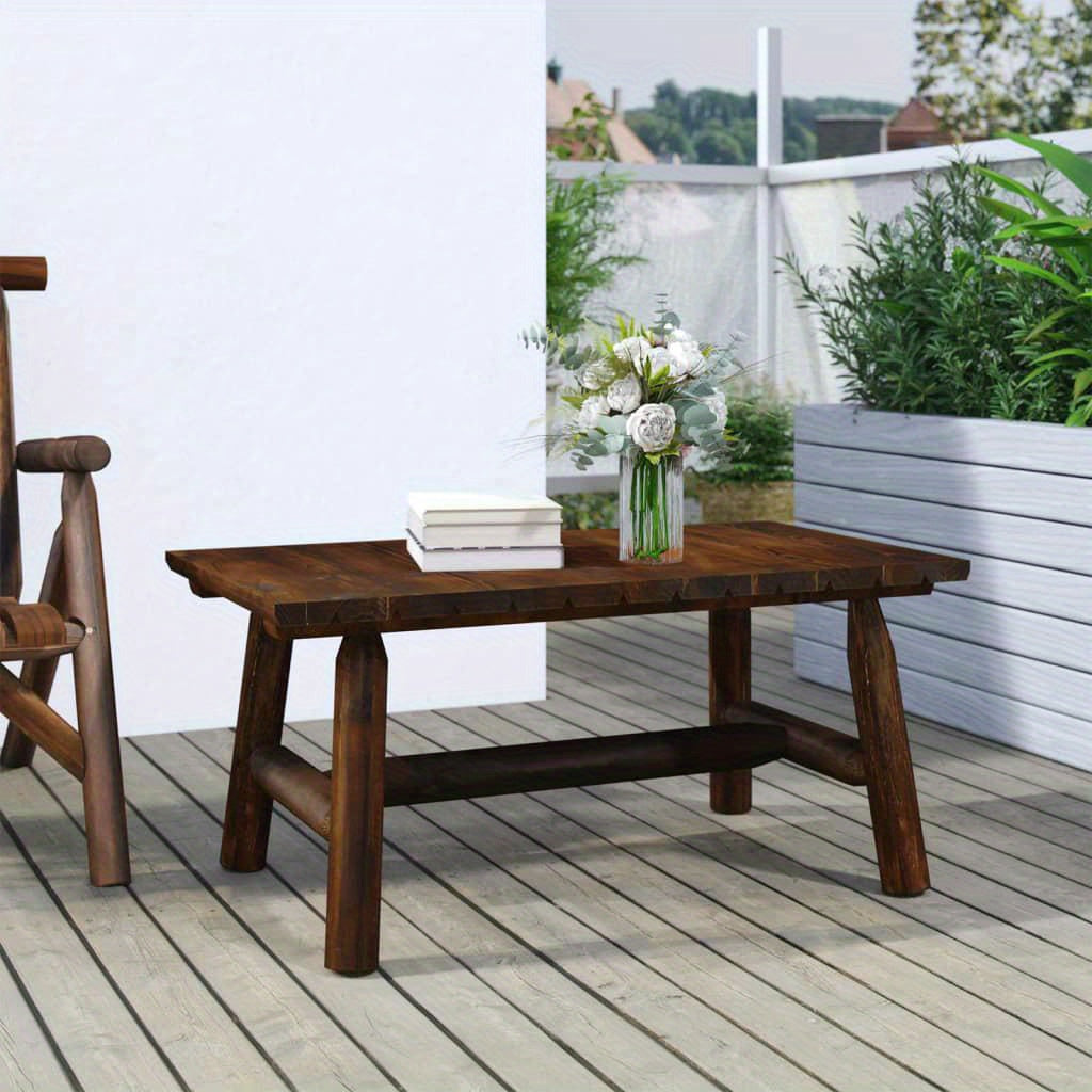 Rustic Wooden Coffee Table with Sturdy Solid Spruce Wood Top - Sofa Table for Indoor and Outdoor Use with - 90x41 cm