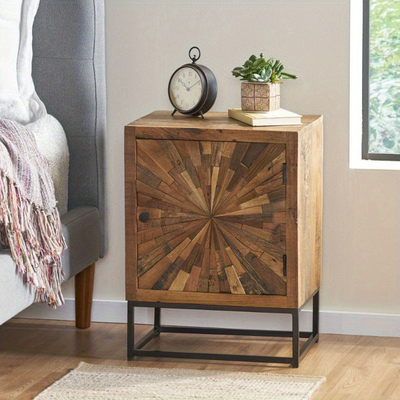 Handcrafted Mango Wood Bedside Table with Drawer, Rustic Nightstand for Bedroom Storage