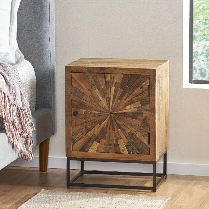 Handcrafted Mango Wood Bedside Table with Drawer, Rustic Nightstand for Bedroom Storage