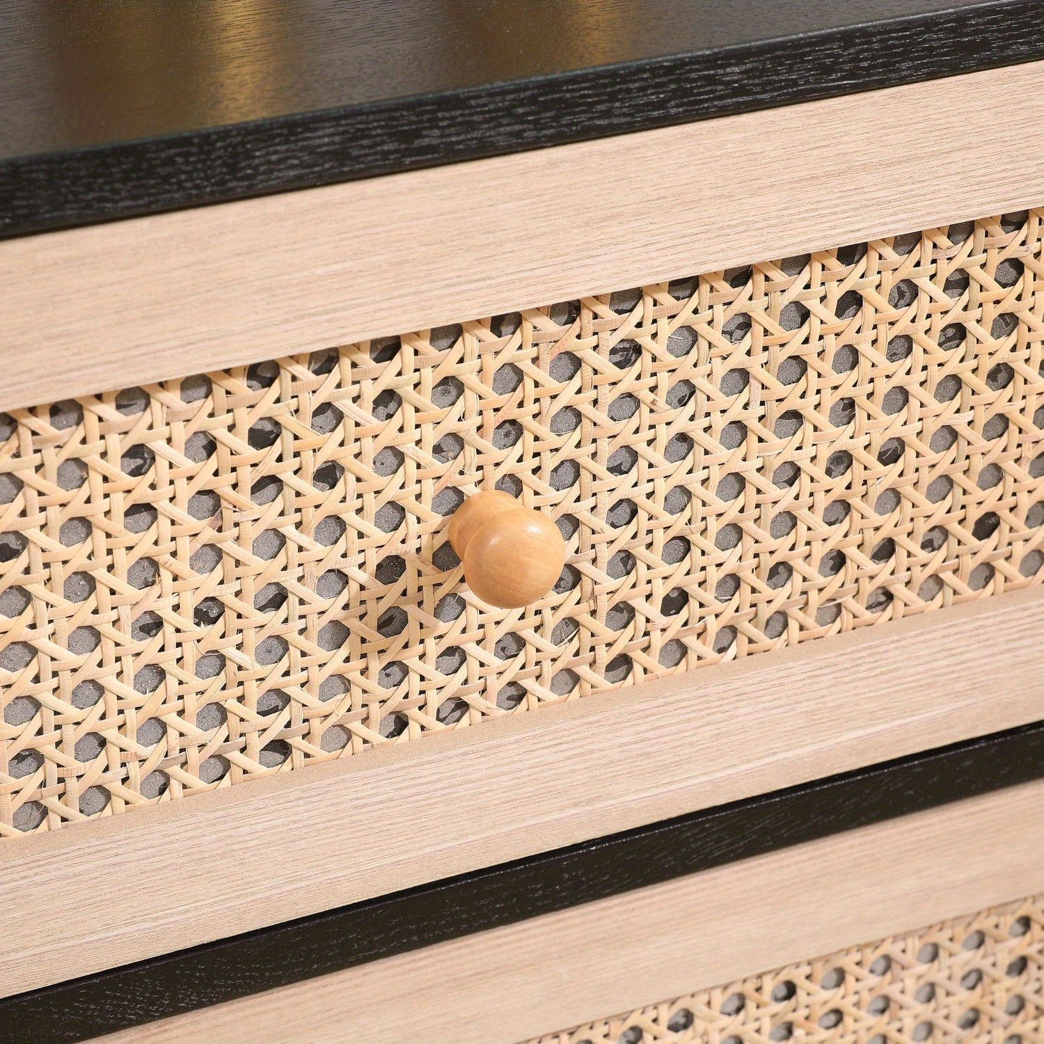 80cm 3 Drawer Rattan Storage Cabinet Rattan Drawer Bedroom Dresser Chest of Drawers Storage Organization Unit