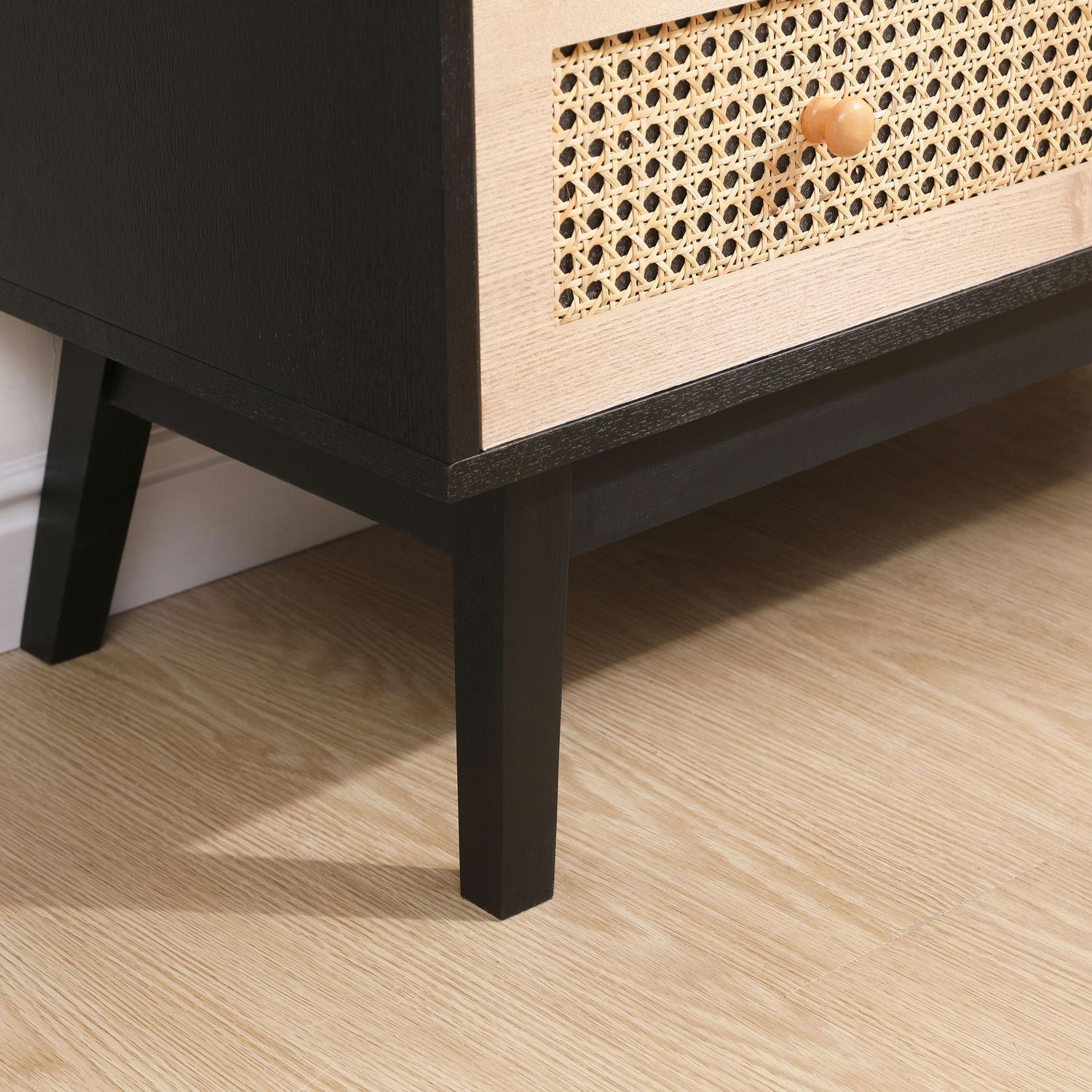 80cm 3 Drawer Rattan Storage Cabinet Rattan Drawer Bedroom Dresser Chest of Drawers Storage Organization Unit
