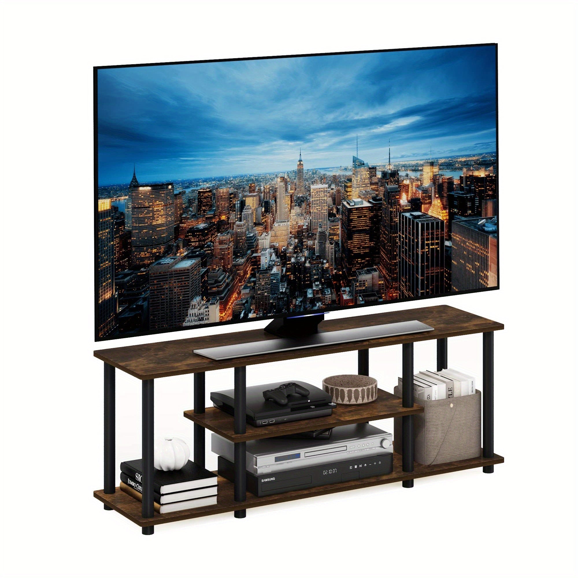 3D 3-Tier Entertainment Stand up to 127cm TV 11.7 x 43.8 x 16.2 inches Simple stylish design yet functional