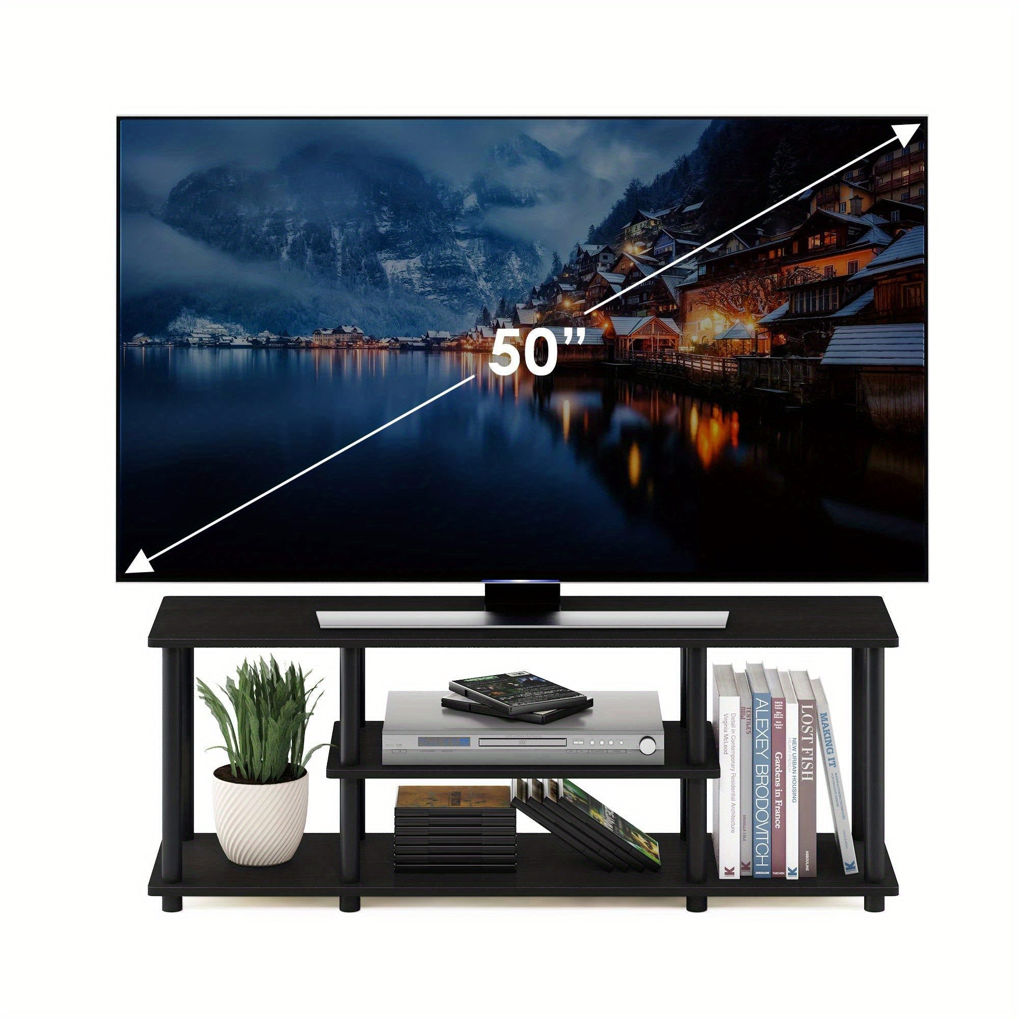 3D 3-Tier Entertainment Stand up to 127cm TV 11.7 x 43.8 x 16.2 inches Simple stylish design yet functional