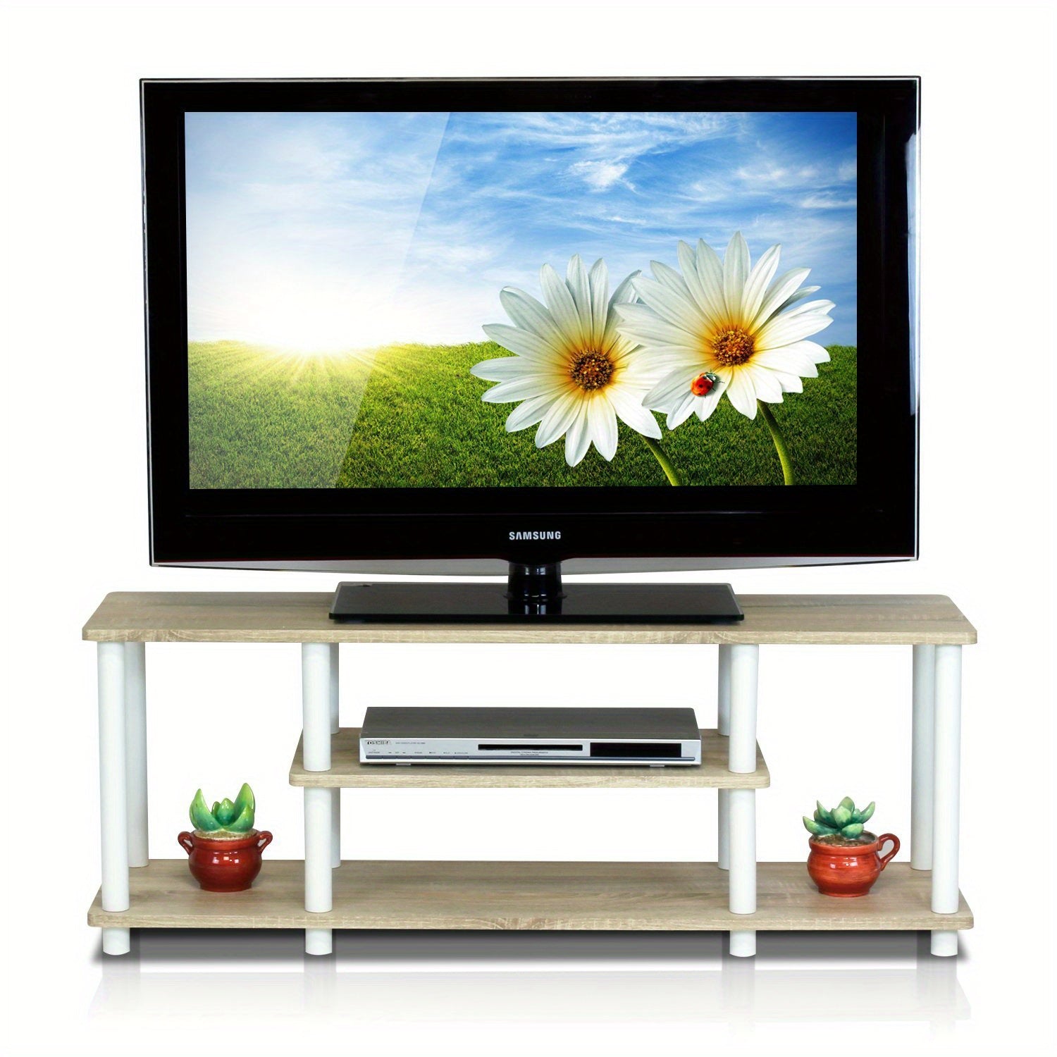 3D 3-Tier Entertainment Stand up to 127cm TV 11.7 x 43.8 x 16.2 inches Simple stylish design yet functional
