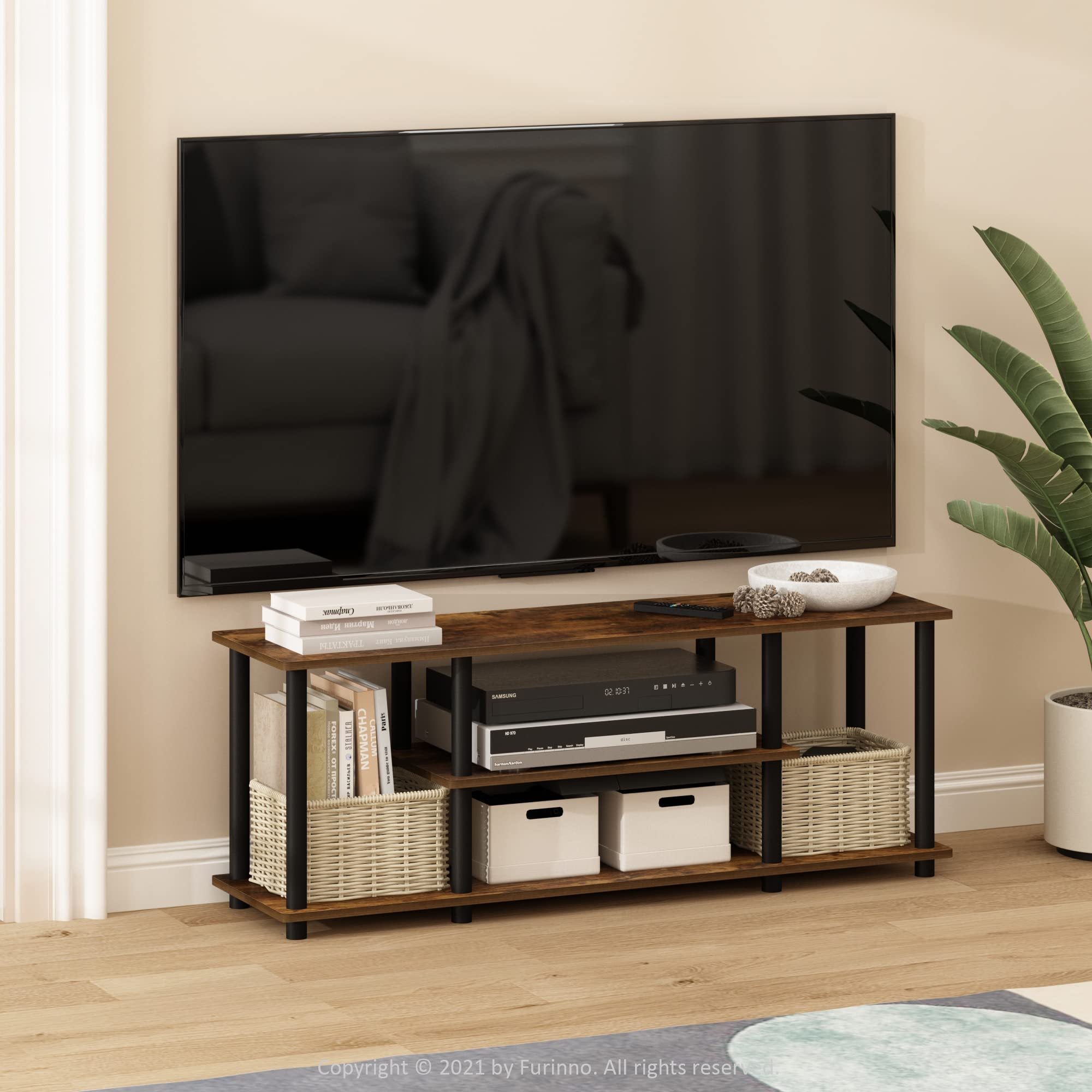 3D 3-Tier Entertainment Stand up to 127cm TV 11.7 x 43.8 x 16.2 inches Simple stylish design yet functional