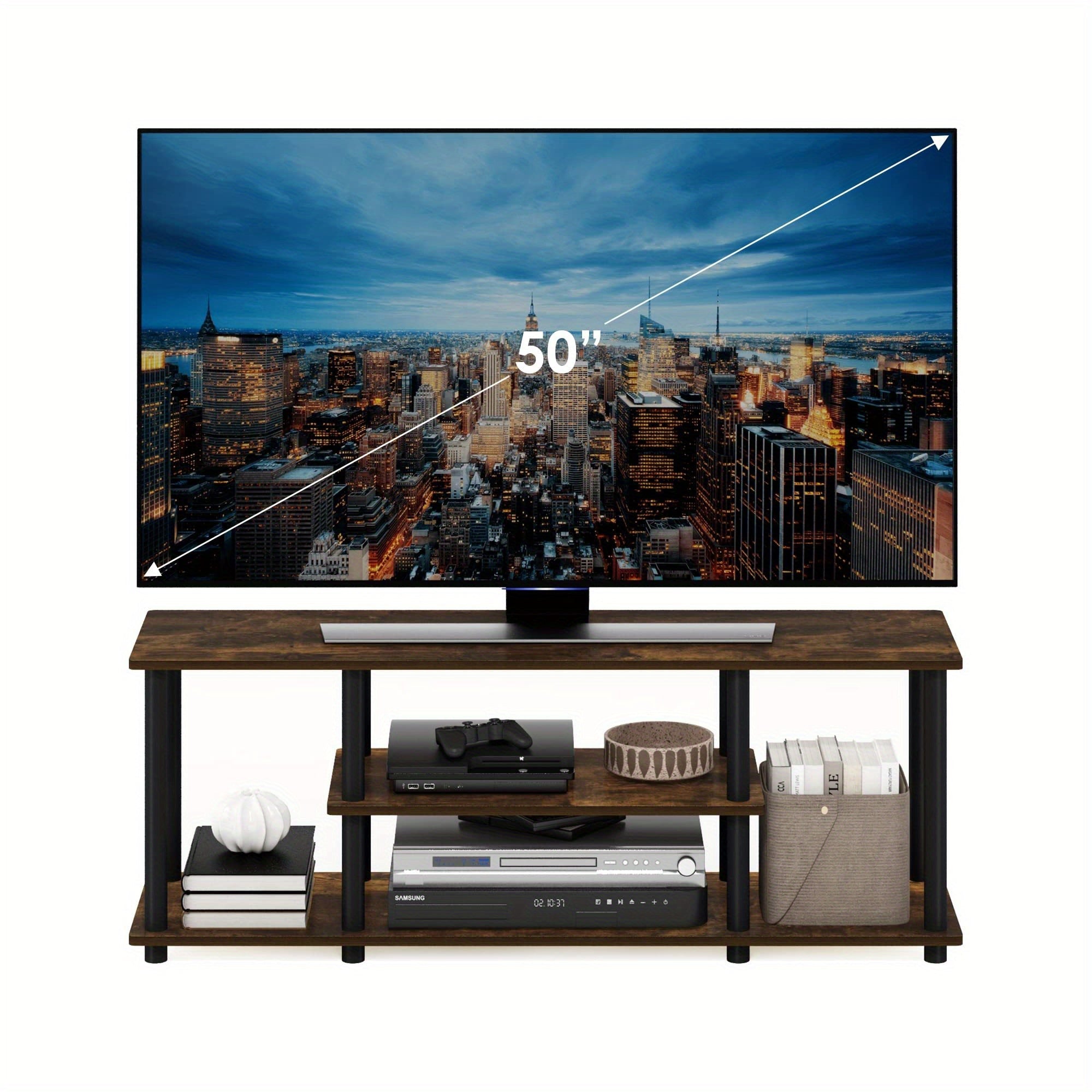3D 3-Tier Entertainment Stand up to 127cm TV 11.7 x 43.8 x 16.2 inches Simple stylish design yet functional