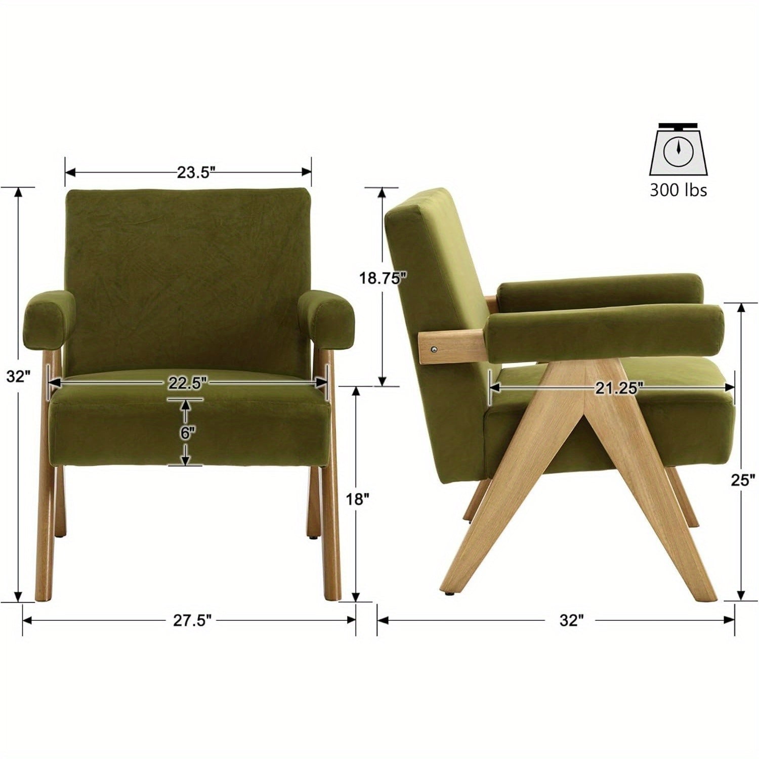 1pc Modern and Elegant Cushioned Emphasis Chair, with Inverted V-shaped Natural Wooden Legs, Velvet Linen Lamb Wool Cushioned Armchair, with Cushion Backrest, Suitable for Living Room and Bedroom