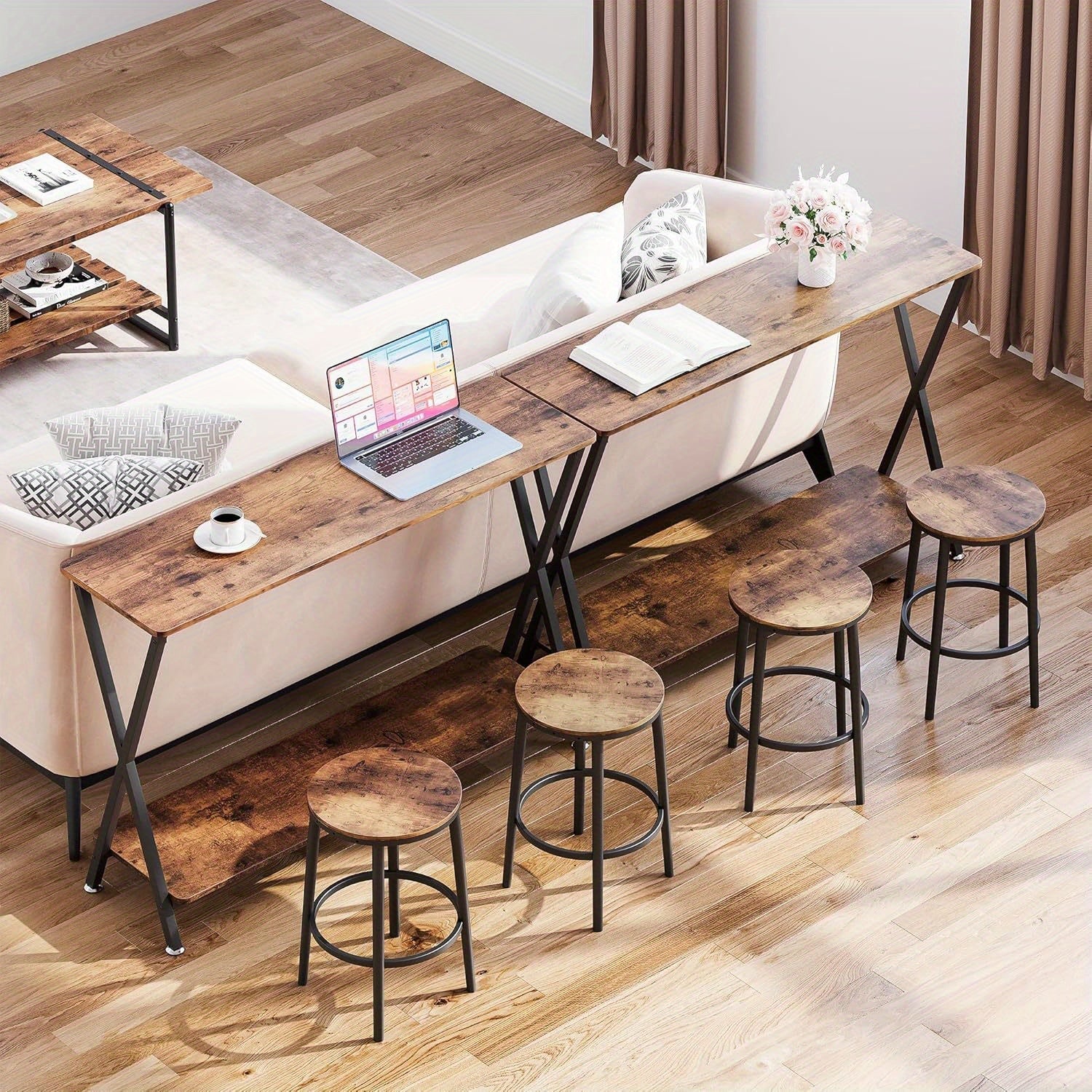 Console Table Sofa Tables Narrow Entryway Table with Storage Shelf and Metal Frame 41.3’’ Behind Couch Table Industrial