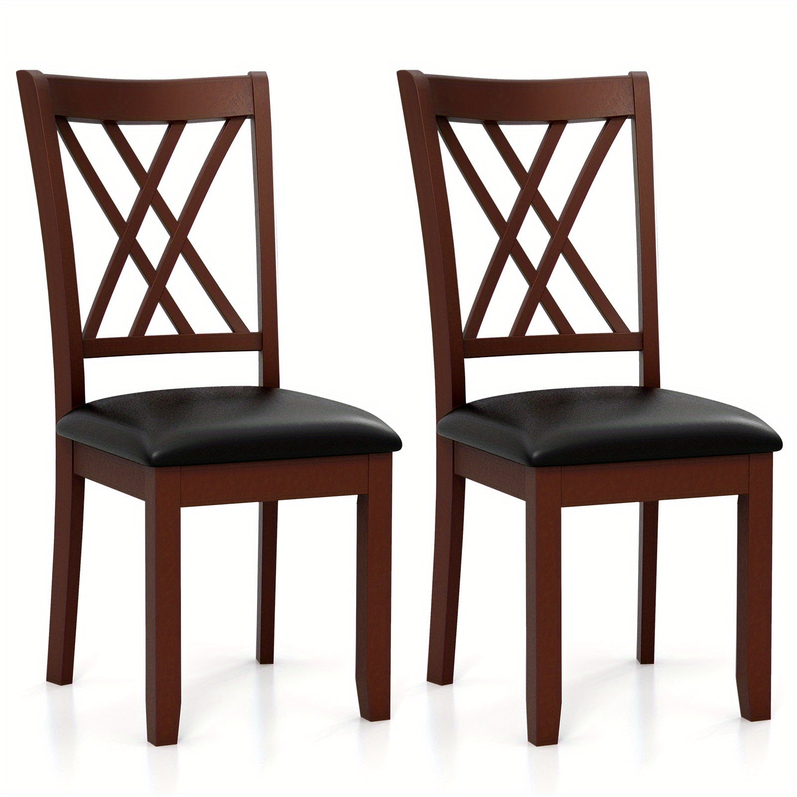 Set of 2 Dining Chair Kitchen Chair with Backrest Padded Seat & Rubber Wood Legs