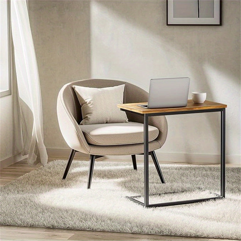 27-Inch Tall C-Shaped Side Table: Perfect For Living Room/ Bedroom/Kitchen. Versatile As A Bedside Table, Laptop Desk, Or Coffee Table. Easy To Assemble And Disassemble, Spacious Legroom, Fits Under Beds Or Sofas, I