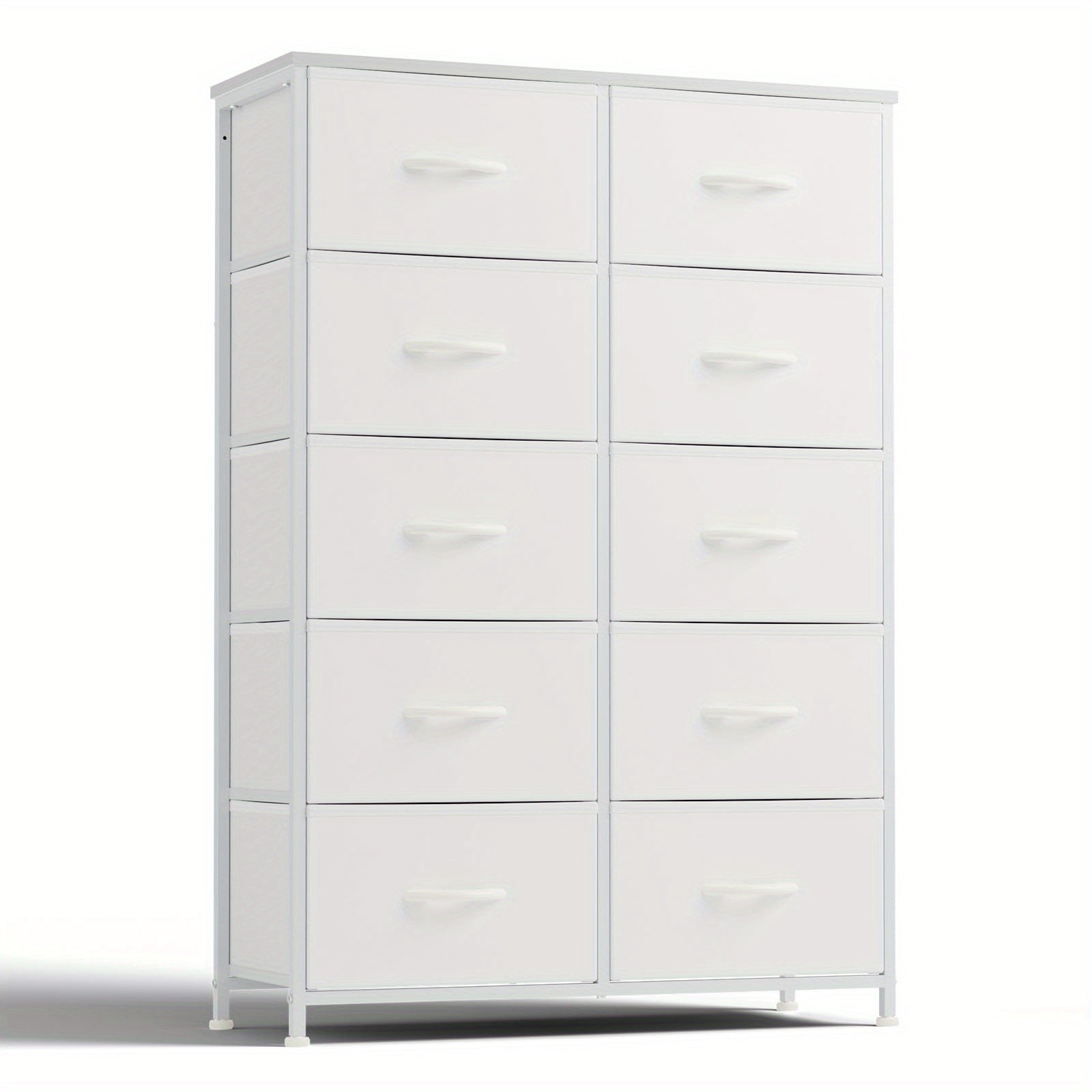 Dresser for Bedroom with 10 Fabric Drawers Tall Chest Organizer Units for Clothing Closet Storage Tower with Cabinet