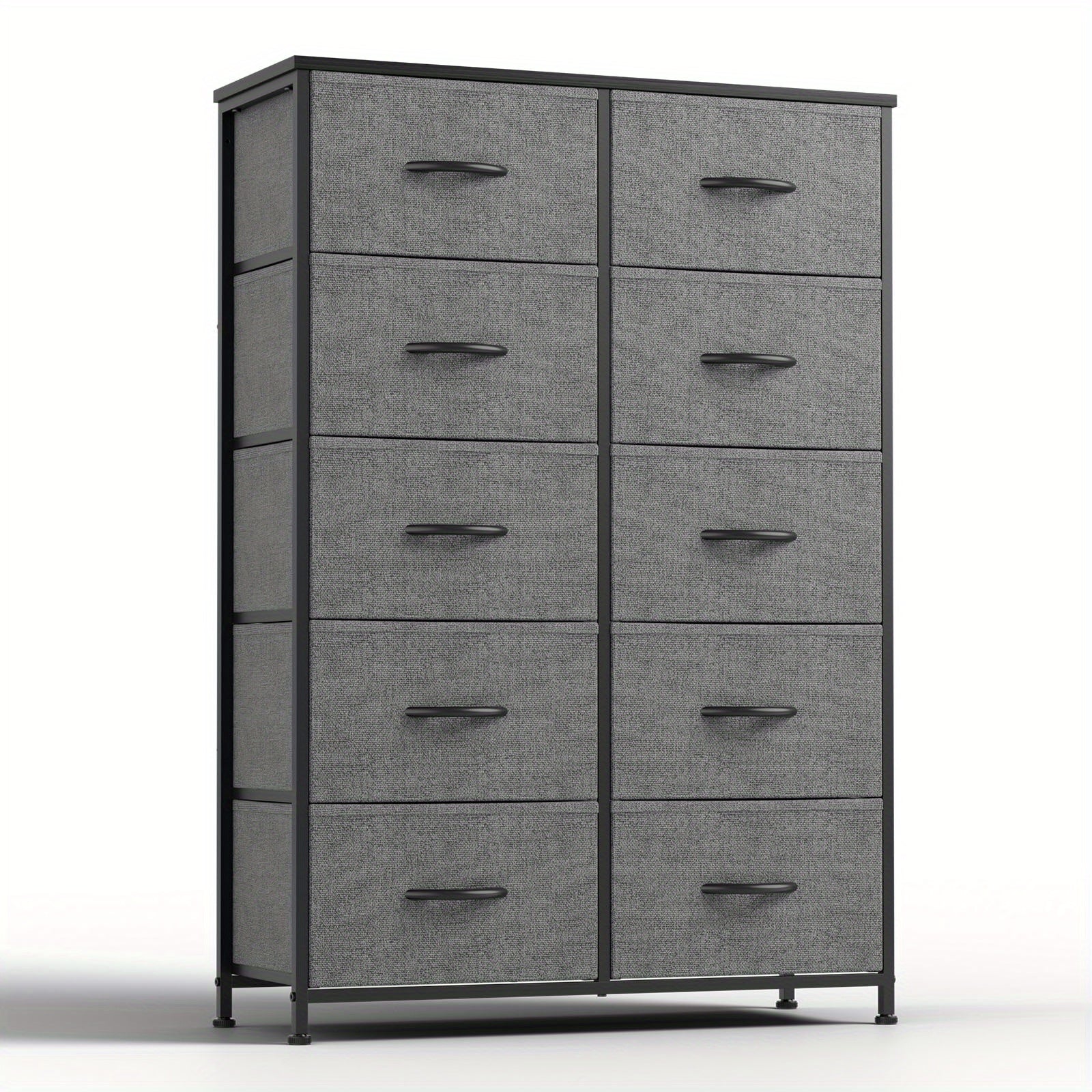 Dresser for Bedroom with 10 Fabric Drawers Tall Chest Organizer Units for Clothing Closet Storage Tower with Cabinet