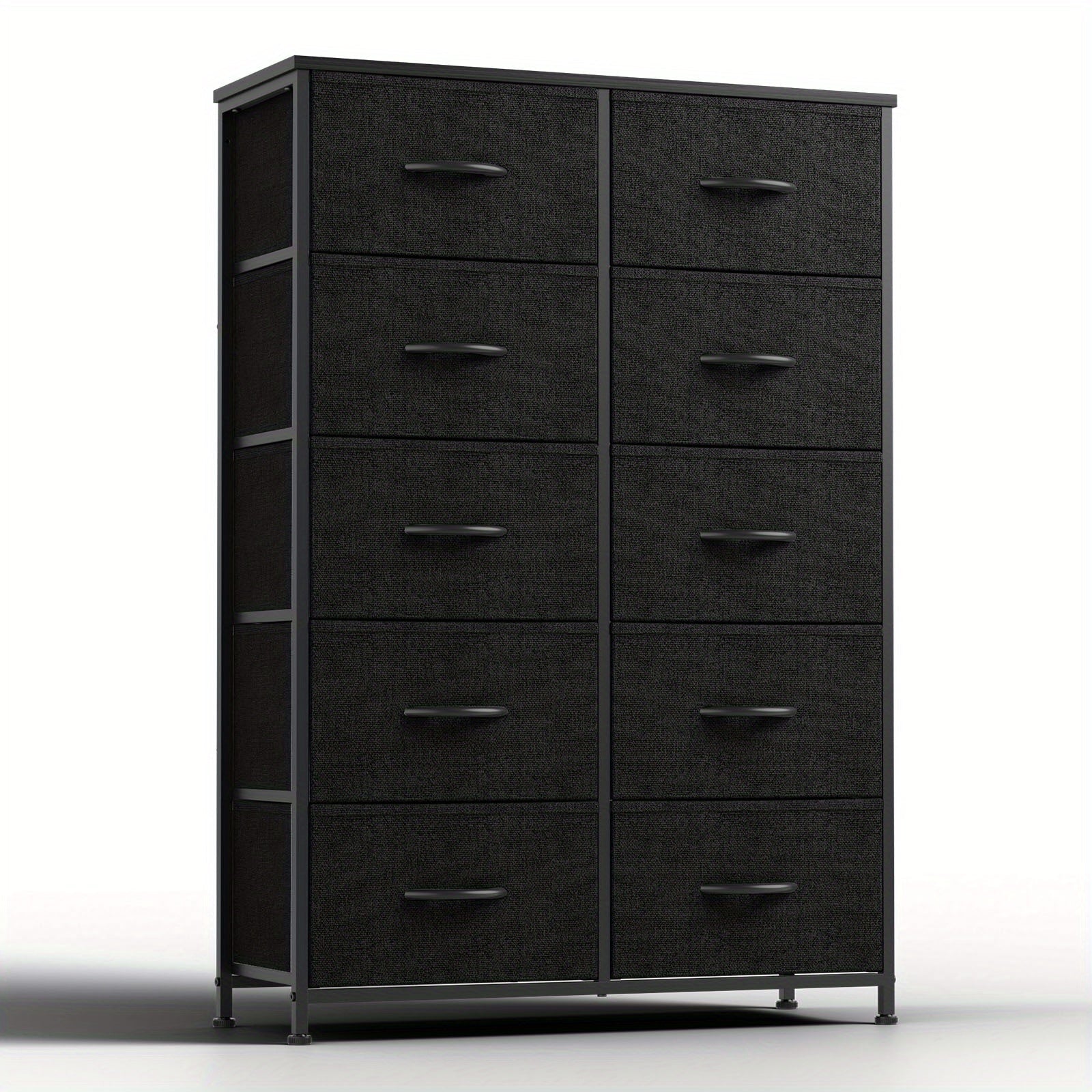 Dresser for Bedroom with 10 Fabric Drawers Tall Chest Organizer Units for Clothing Closet Storage Tower with Cabinet