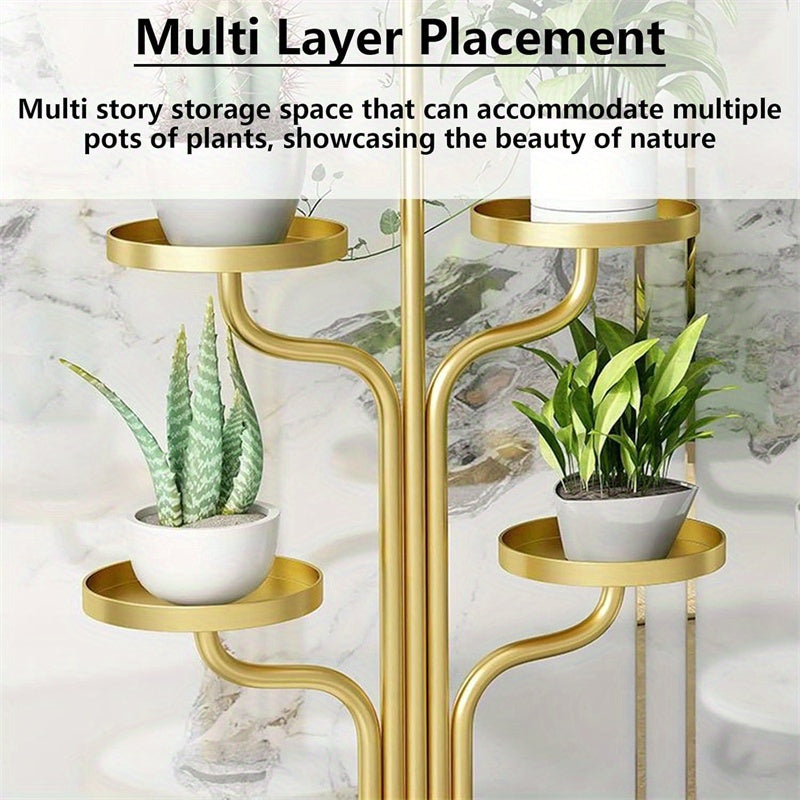 5-Tier Metal Plant Stand with Deep Tray - Heavy Duty, Easy-Move Wheels, Ideal for Indoor & Outdoor Plants, Office & Garden Decor