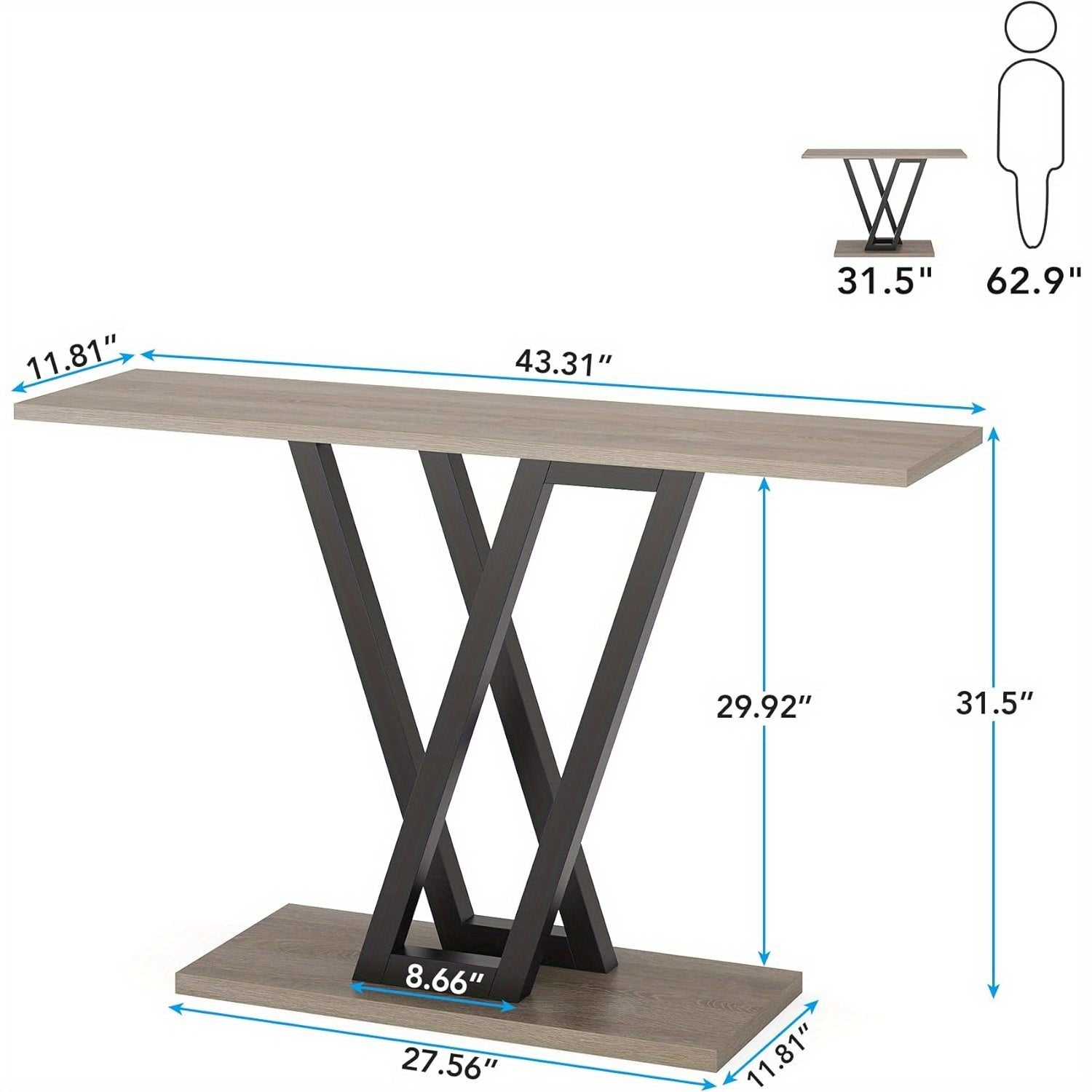 Golden Console Table, 43 Inch Entryway Tables Narrow Sofa Table for Living Room, Modern Hallway Table for Entryway, Stable Metal Frame & Easy Assemble, Faux Marble White