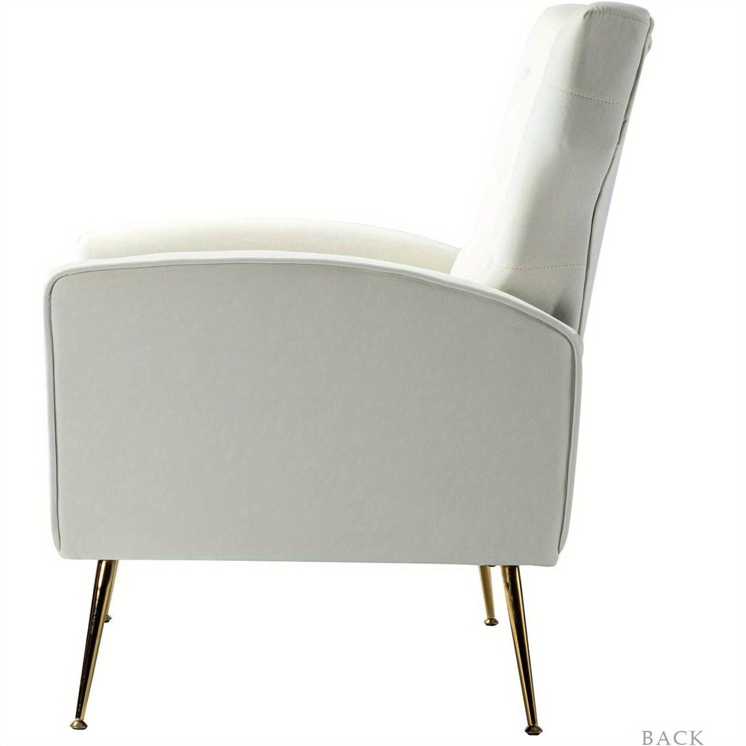 Modern Wingback Velvet Accent Chair, Button Tufted Comfy Armchair with Golden Legs, Upholstered Sofa Chair for Living Room Bedroom, Ivory