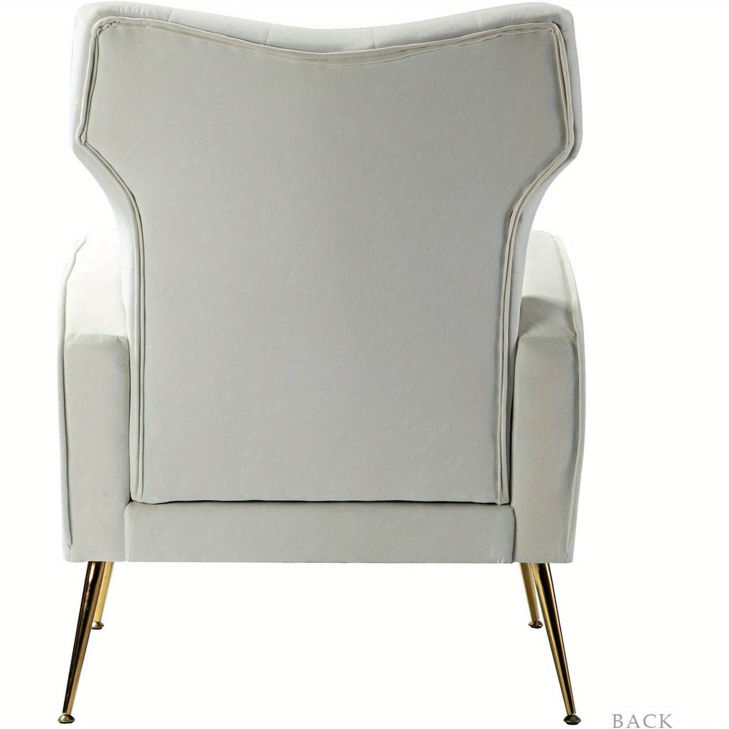 Modern Wingback Velvet Accent Chair, Button Tufted Comfy Armchair with Golden Legs, Upholstered Sofa Chair for Living Room Bedroom, Ivory