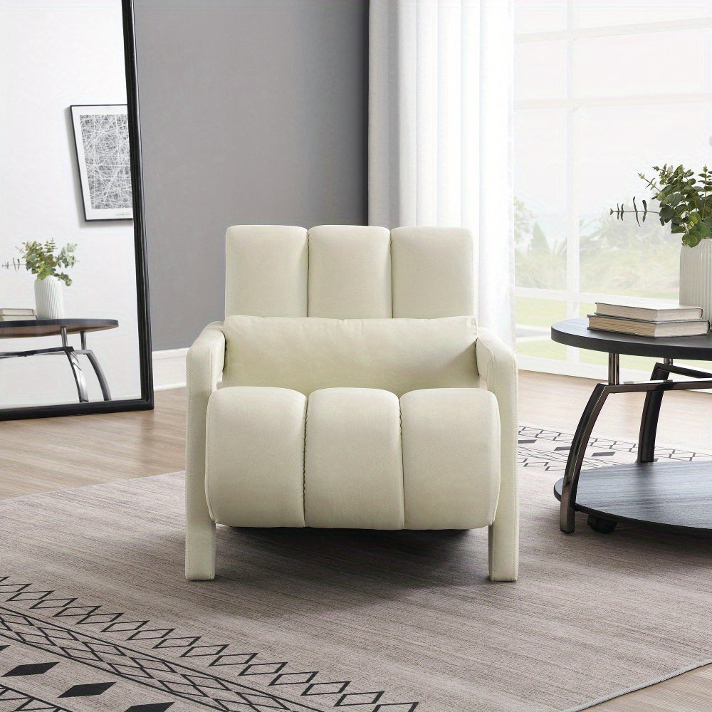 Modern Upholstered accent chair, Comfortable Linen Fabric with a pillow for Living room, bedroom. Linen, Beige