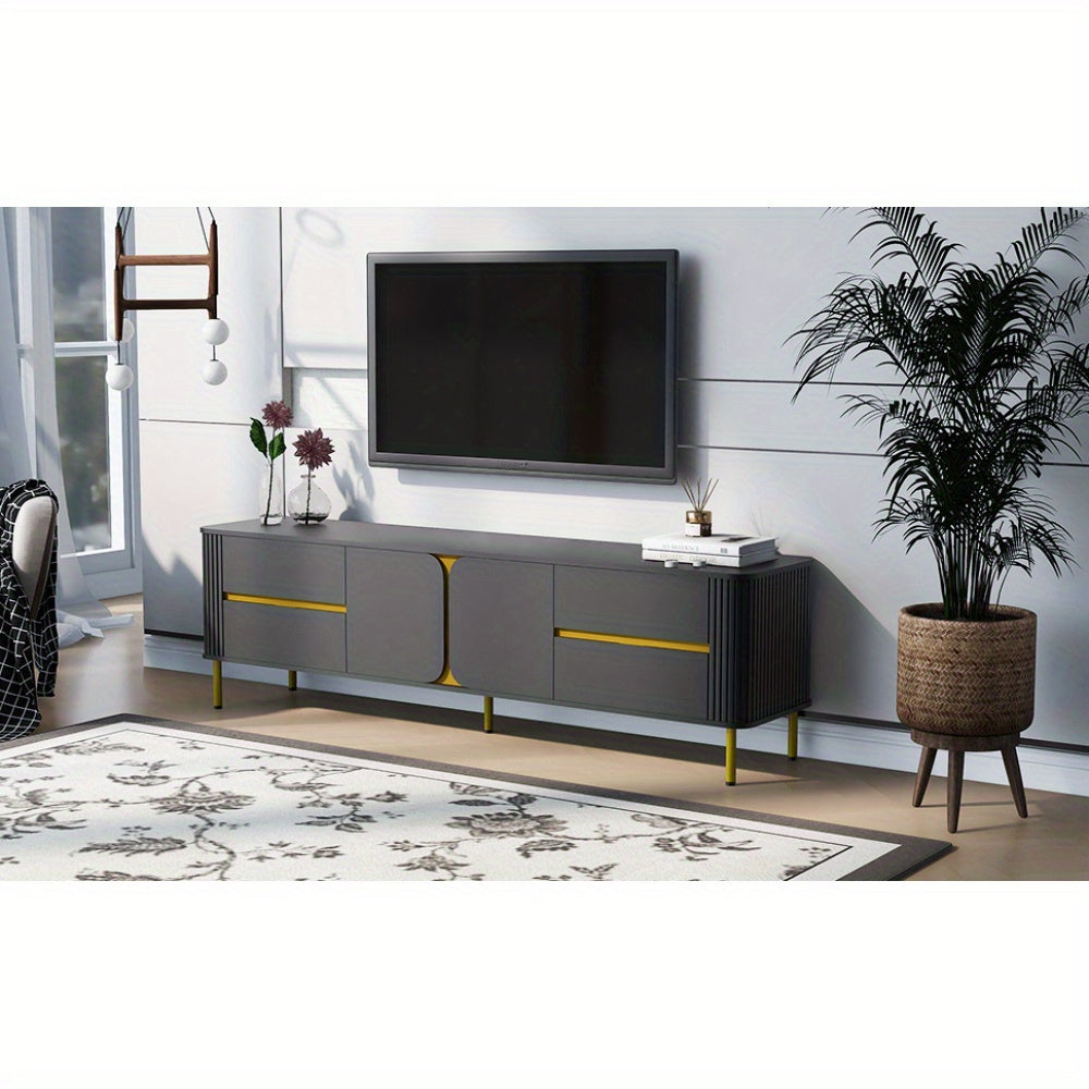 Modern TV Stand for TVs up to 80 Inches, Modern Entertainment Center Media Console with 4 Drawers and 1 Spacious cabinet for Living room, 2 Colors Available