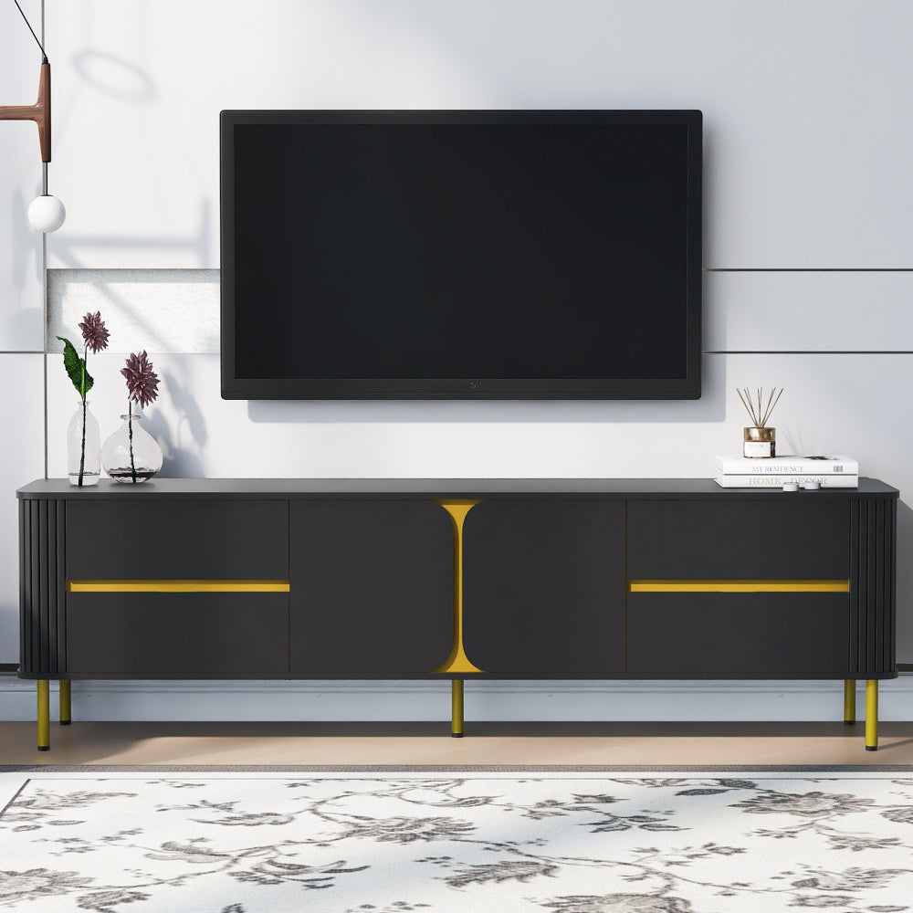 Modern TV Stand for TVs up to 80 Inches, Modern Entertainment Center Media Console with 4 Drawers and 1 Spacious cabinet for Living room, 2 Colors Available