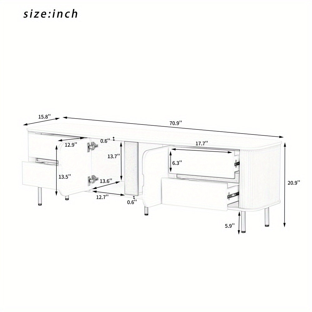 Modern TV Stand for TVs up to 80 Inches, Modern Entertainment Center Media Console with 4 Drawers and 1 Spacious cabinet for Living room, 2 Colors Available