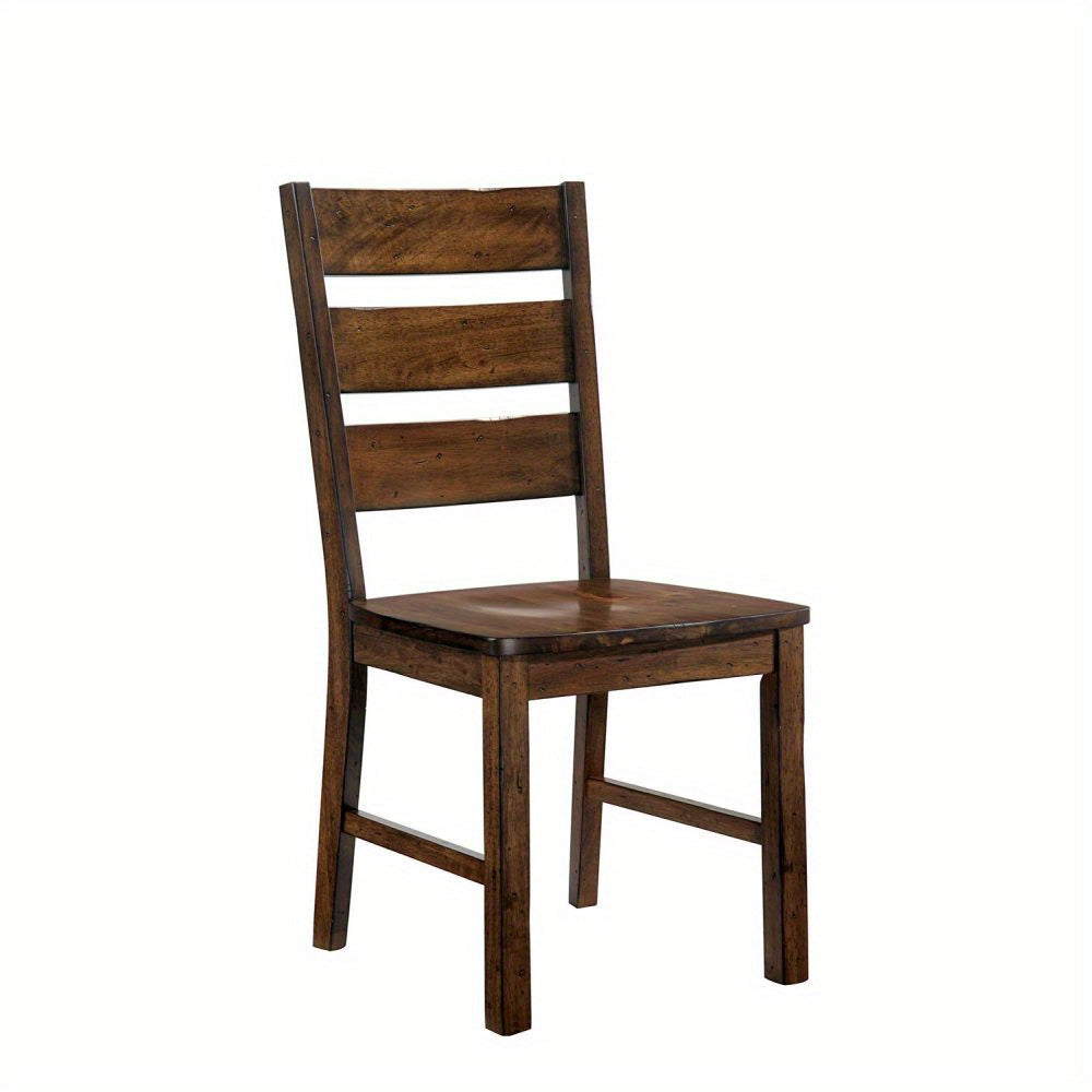 Walnut Finish Solid wood Industrial Style Kitchen Set of 2 Dining Chairs Slat Back Chairs