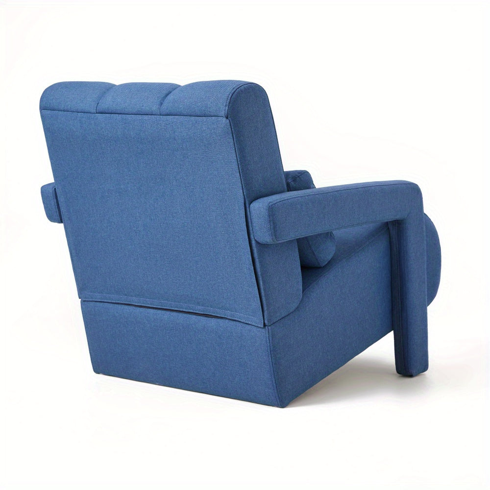 Modern Upholstered accent chair, Comfortable Linen Fabric with a pillow for Living room, bedroom. Linen, Navy Blue