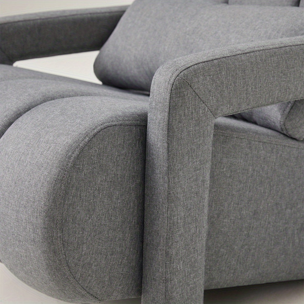 Modern Upholstered accent chair, Comfortable Linen Fabric with a pillow for Living room, bedroom.Linen, Dark Grey