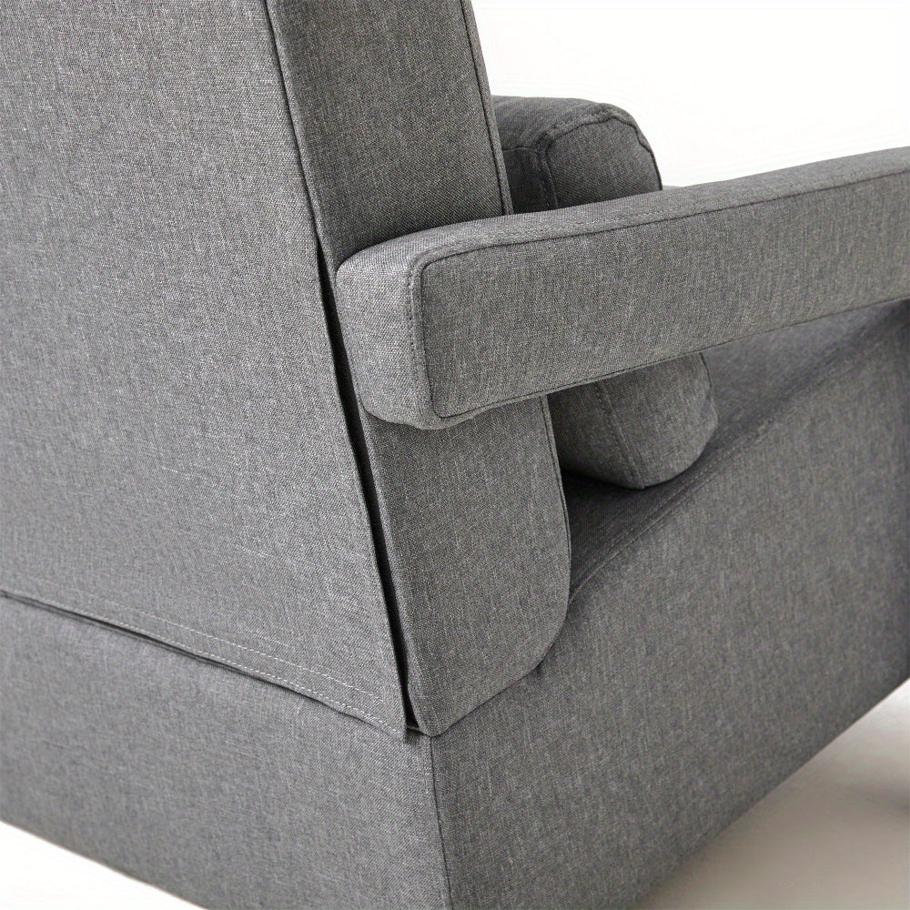 Modern Upholstered accent chair, Comfortable Linen Fabric with a pillow for Living room, bedroom.Linen, Dark Grey