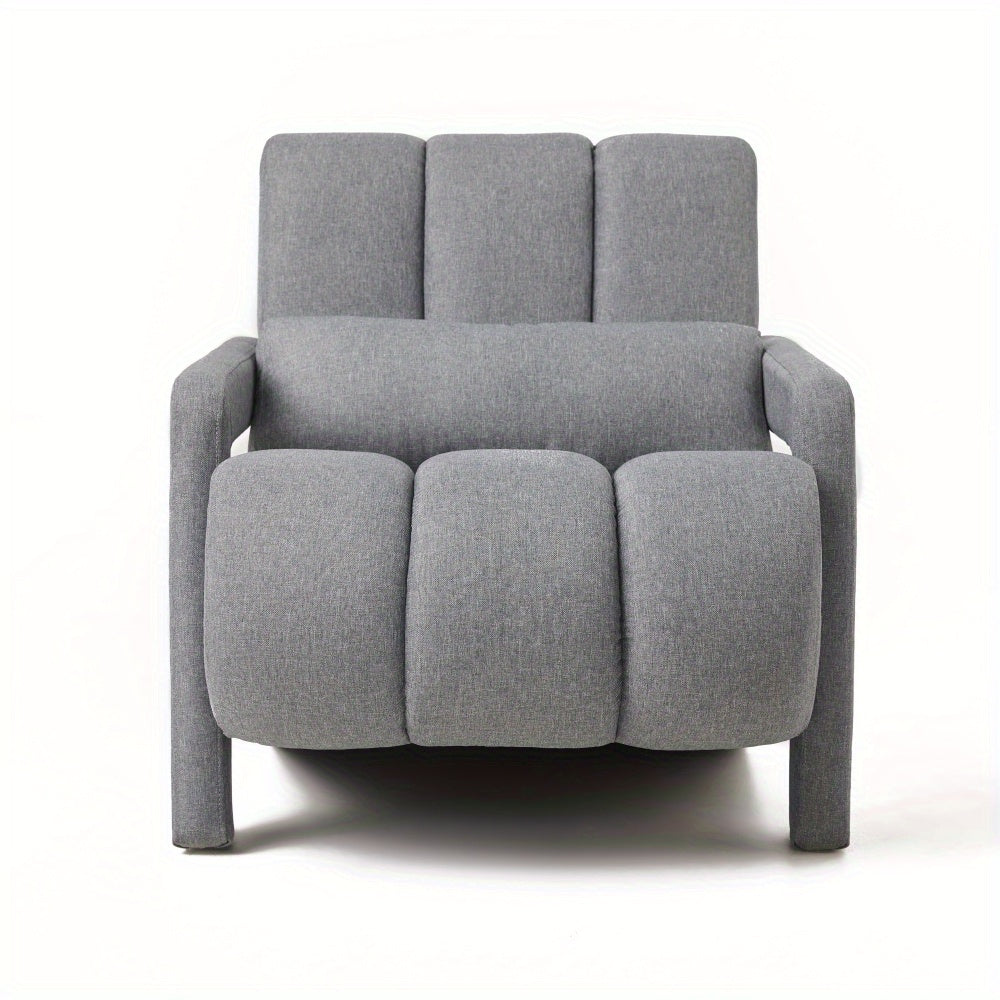 Modern Upholstered accent chair, Comfortable Linen Fabric with a pillow for Living room, bedroom.Linen, Dark Grey