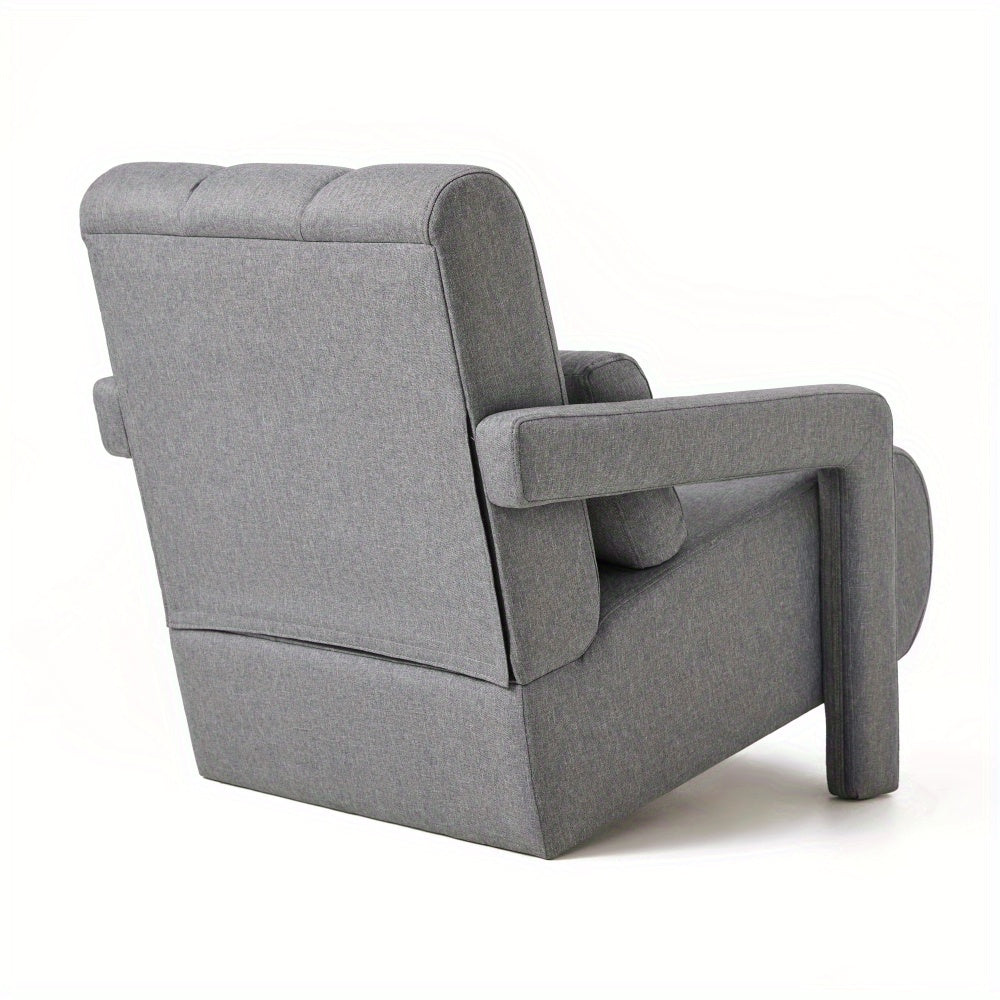 Modern Upholstered accent chair, Comfortable Linen Fabric with a pillow for Living room, bedroom.Linen, Dark Grey