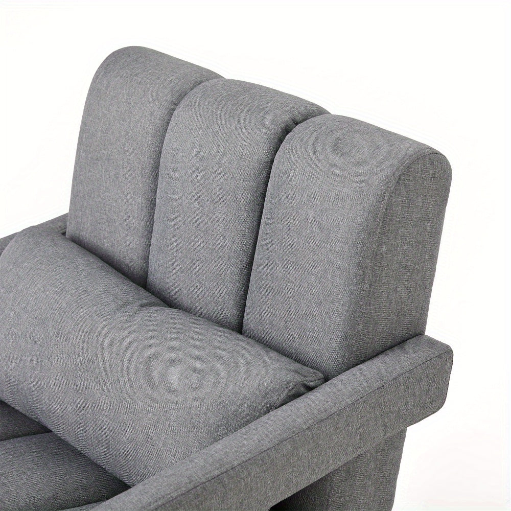 Modern Upholstered accent chair, Comfortable Linen Fabric with a pillow for Living room, bedroom.Linen, Dark Grey