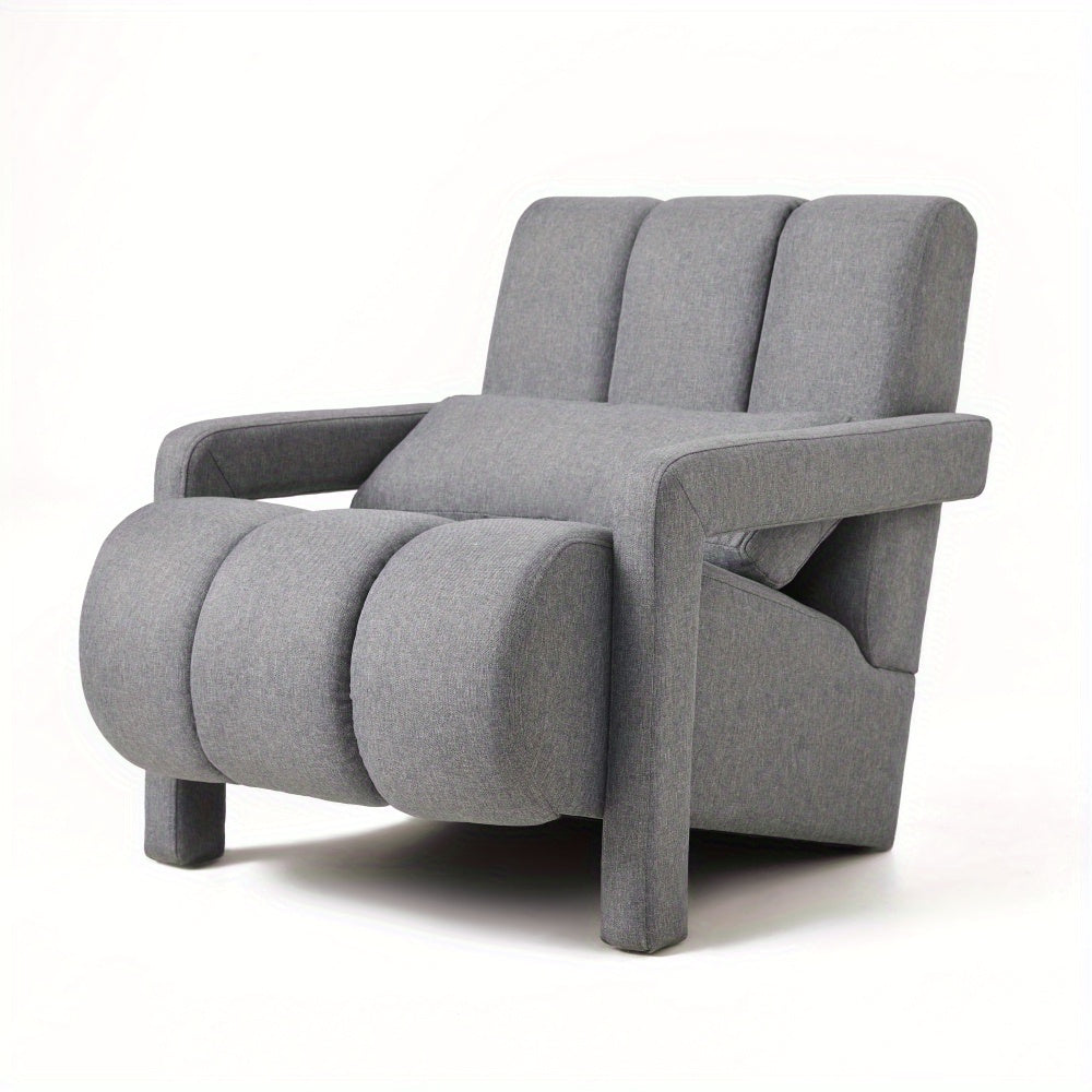 Modern Upholstered accent chair, Comfortable Linen Fabric with a pillow for Living room, bedroom.Linen, Dark Grey