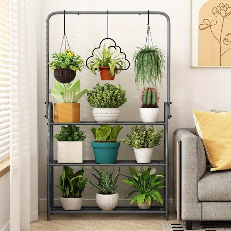 Plant Stand 3 Tier Indoor Outdoor Tall Corner Hanging Plant Shelf Metal Flower Stands Ladder Plant Holder for Room Balcony Garden Patio Multiple Plants