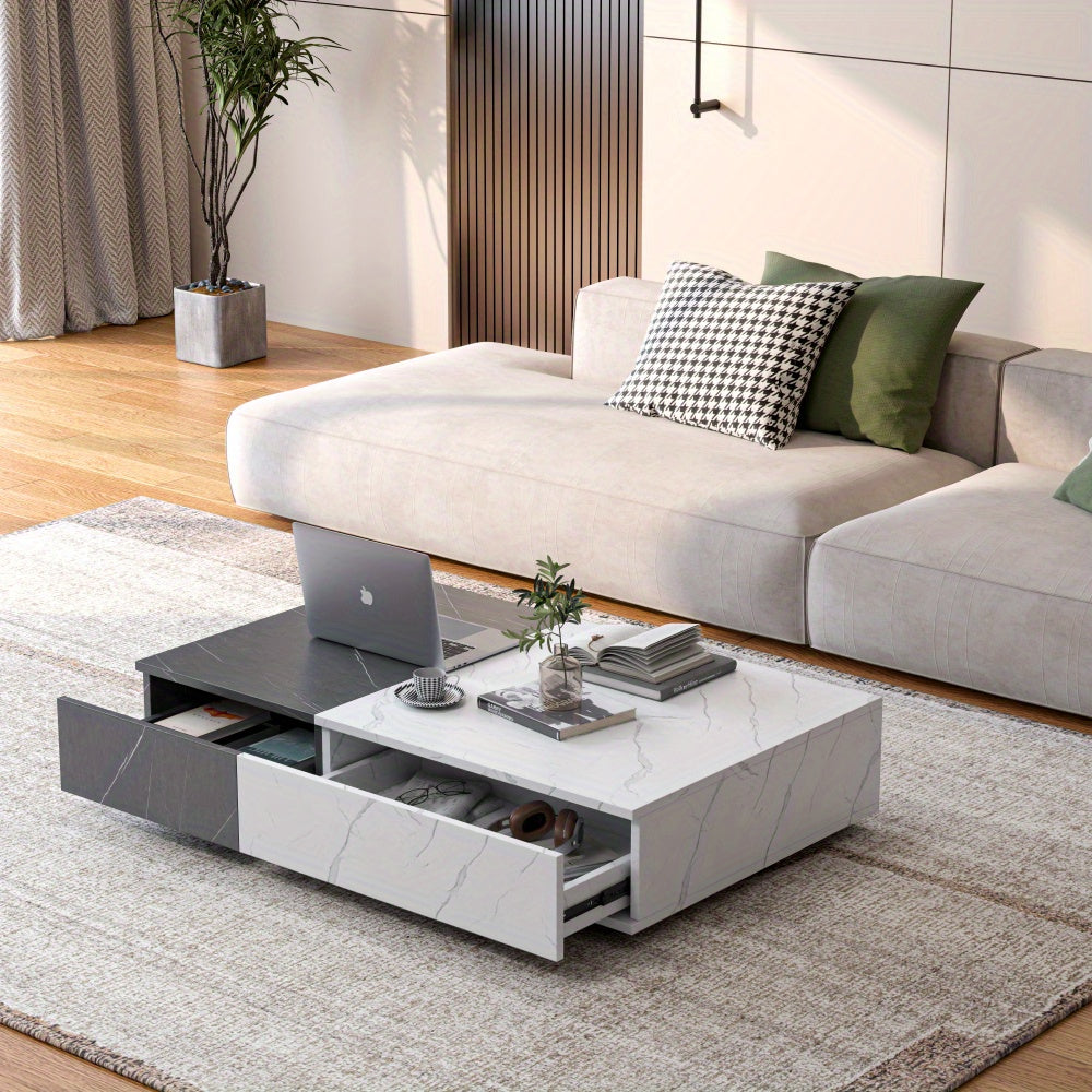 Modern style walnut coffee table with two storage spaces