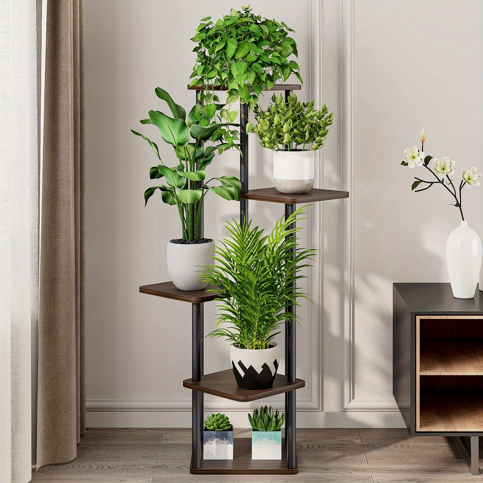 Plant Stand 5 Tier Indoor Metal Flower Shelf for Multiple Plants Corner Tall Flower Holders for Patio Garden Living Room Balcony Bedroom