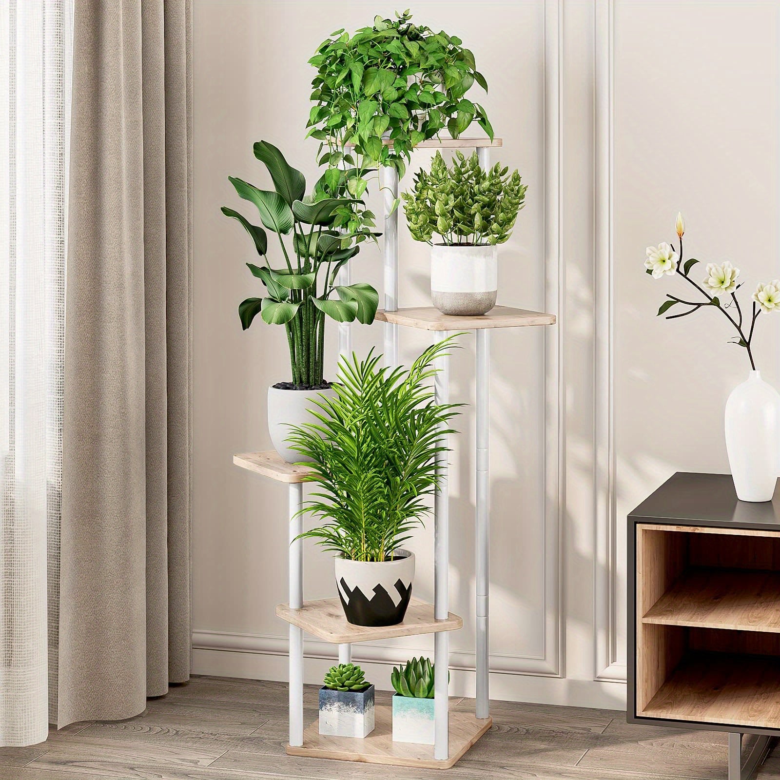 Plant Stand 5 Tier Indoor Metal Flower Shelf for Multiple Plants Corner Tall Flower Holders for Patio Garden Living Room Balcony Bedroom