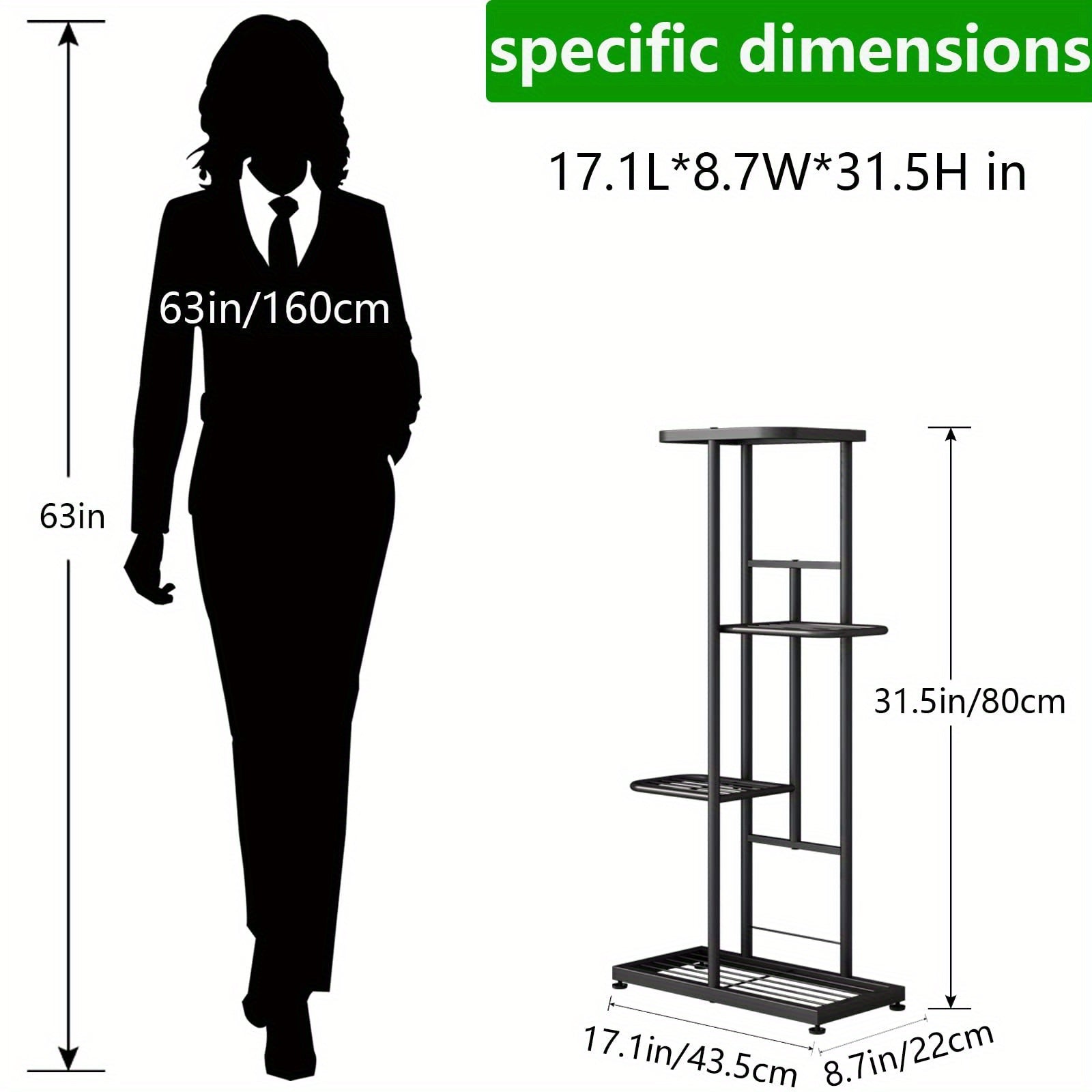 Plant Stand Indoor Outdoor Metal 4 Tier 5 Potted Multiple Flower Pot Holder Shelf Planter Display Shelving Unit for Patio Garden Corner Balcony Living Room