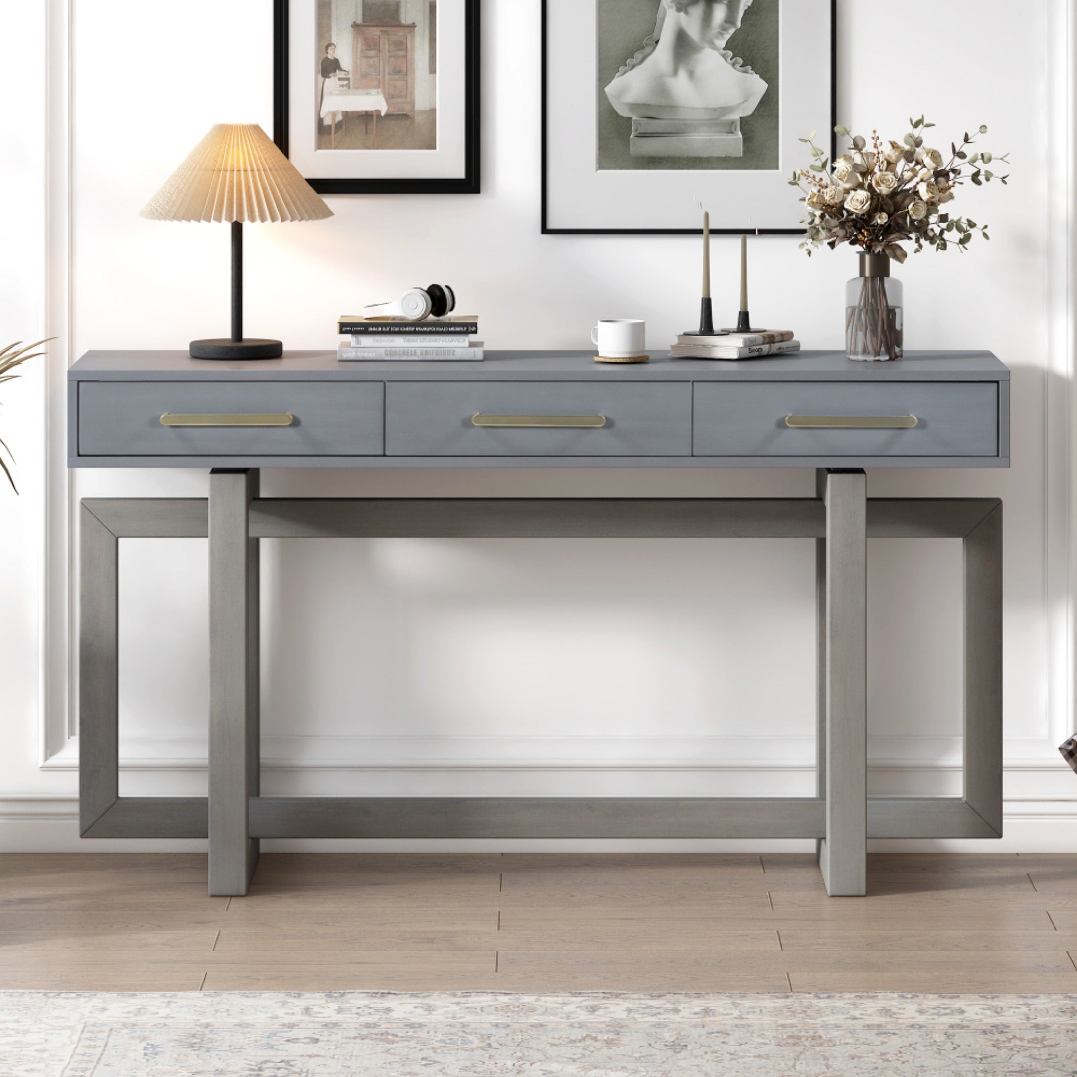 Elegant Console Table with Three Drawers, Extra Long Entryway Table for Entryway, Hallway, Living Room, Foyer, Corridor